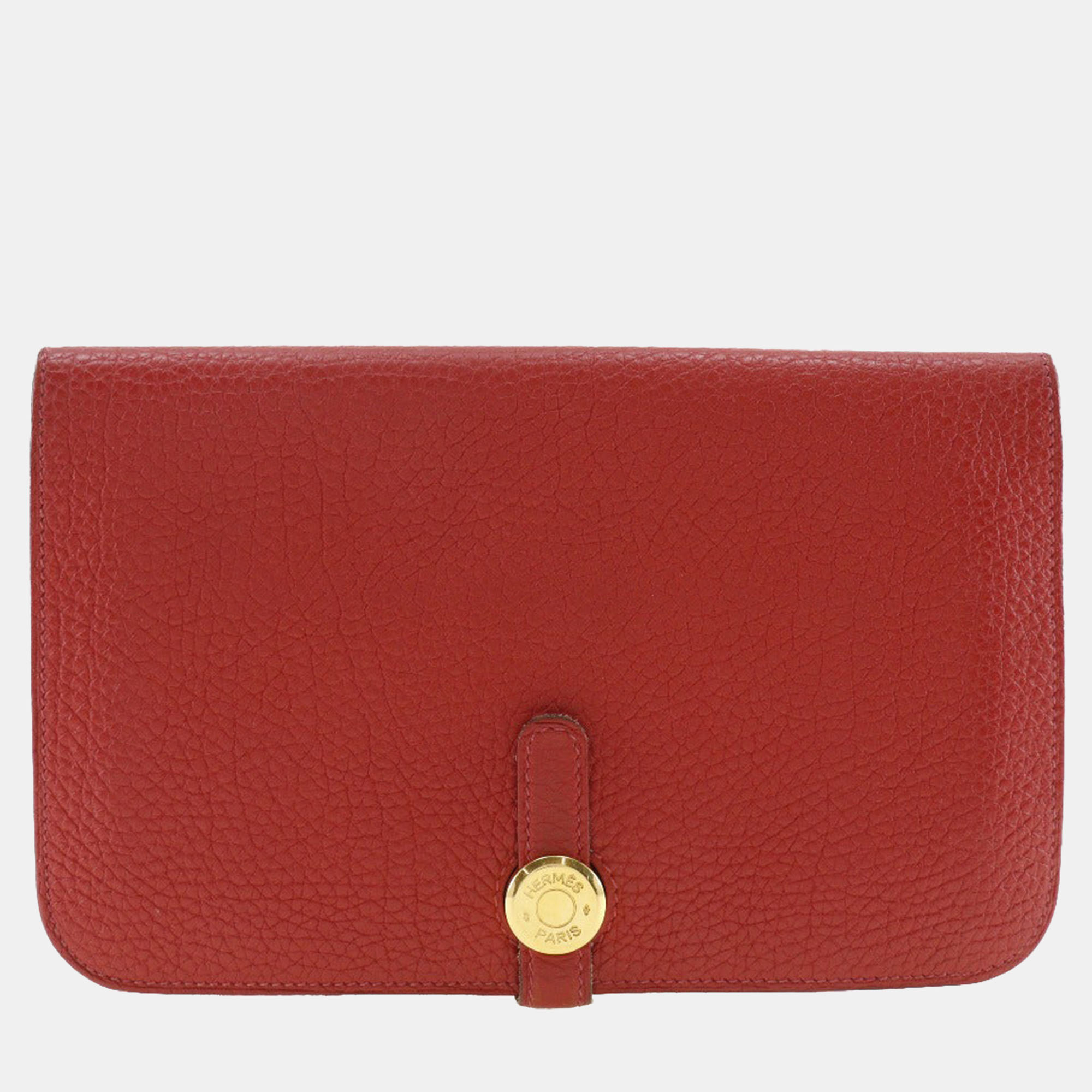 Pre-owned Hermes Red Togo Leather Dogon Wallet