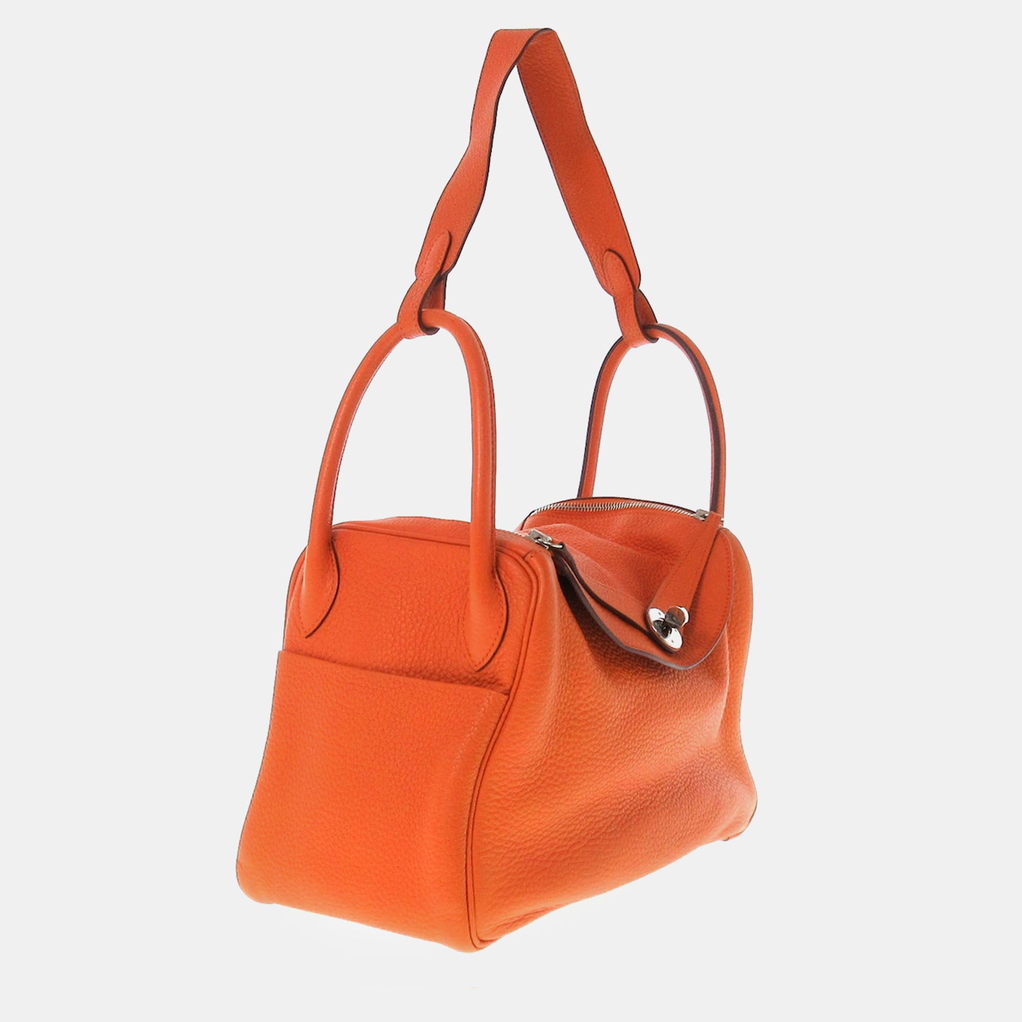 

Hermes Orange Clemence Leather Lindy 20 Shoulder Bag