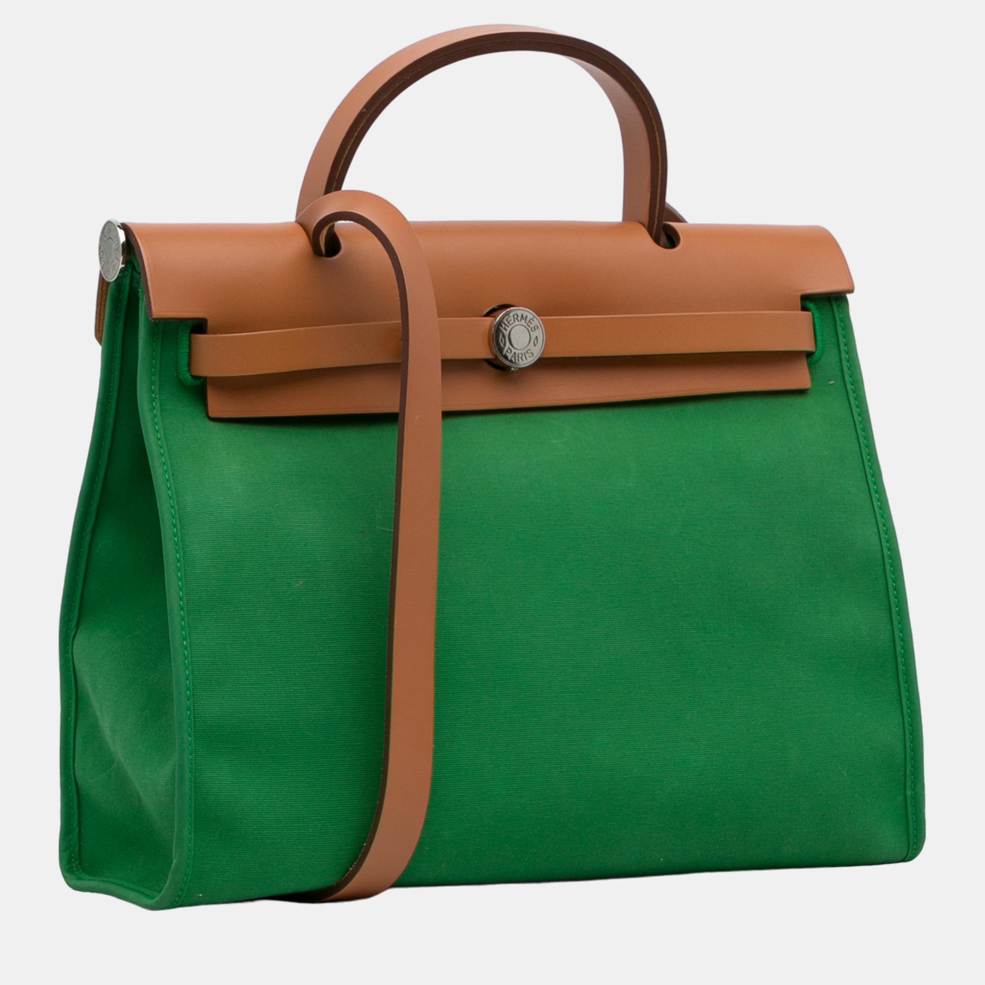 

Hermes Green Toile Herbag Zip 31