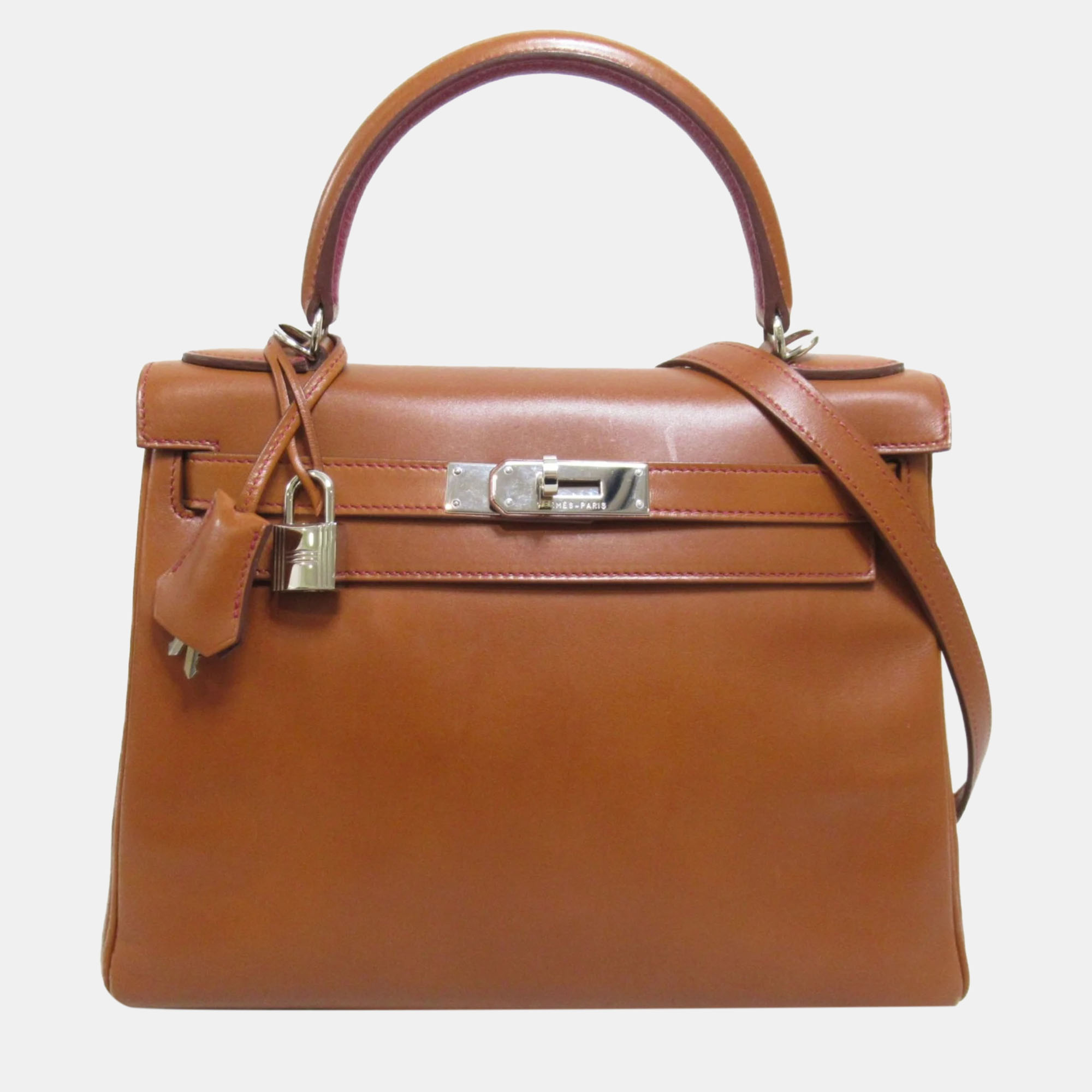 

Hermes Kelly 28 handbag inside stitch Brown Box calf leather