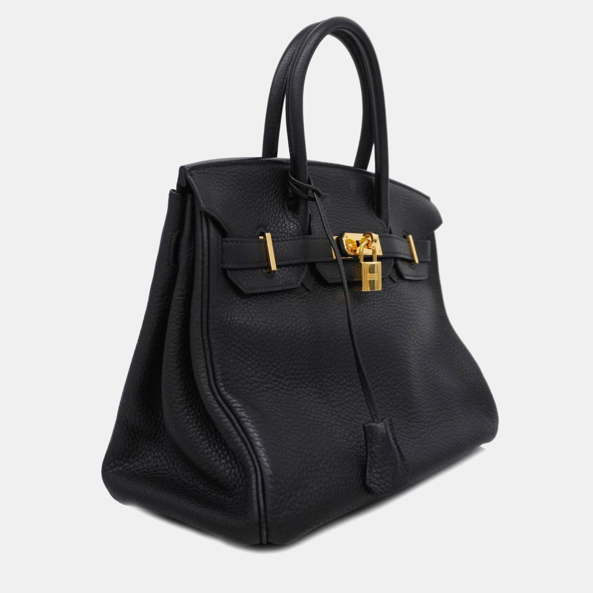 

Hermes handbag Birkin 30 J engraved Taurillon Clemence black ladies