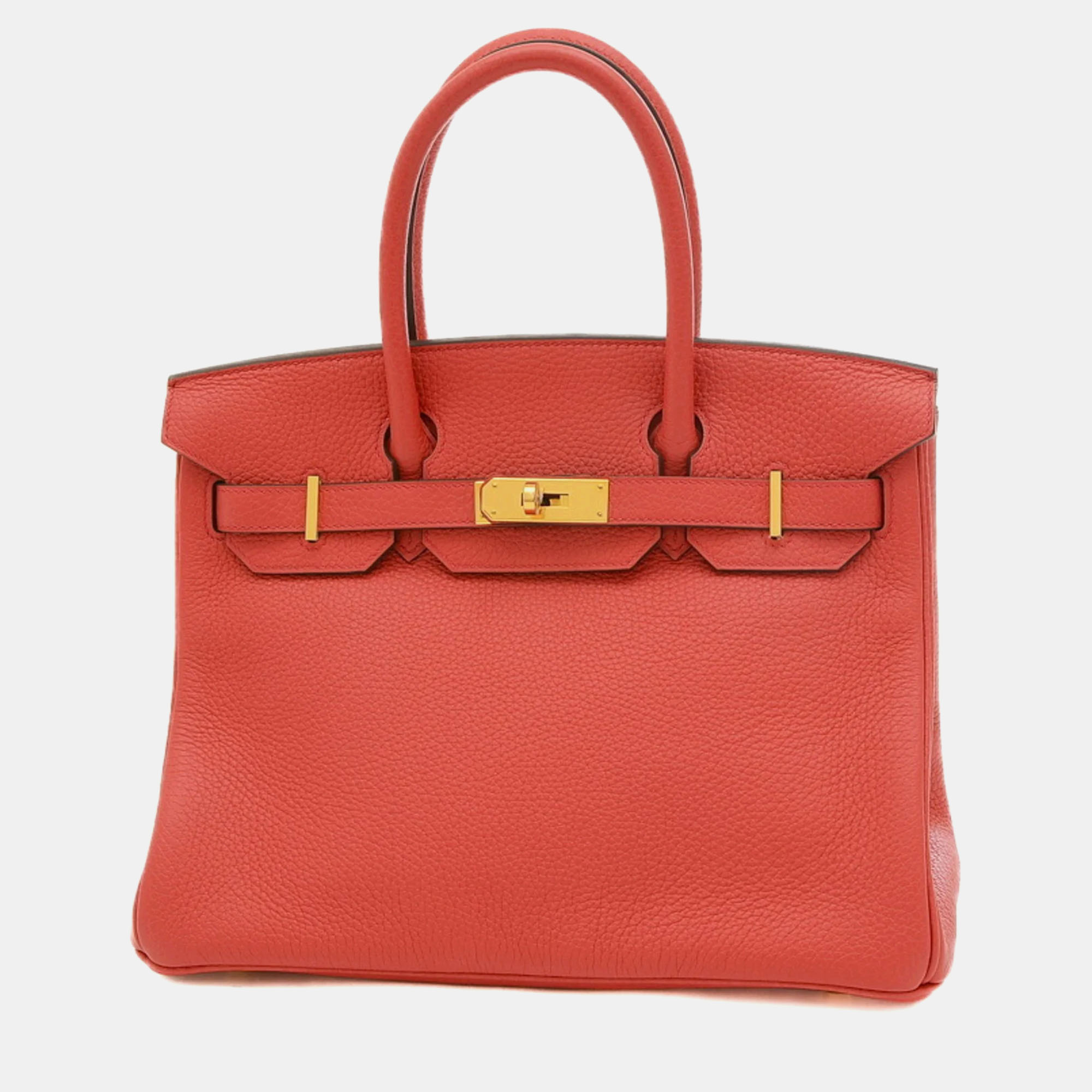 Pre-owned Hermes Birkin 30 Handbag Taurillon Clemence Bougainvillea D Stamp In Red