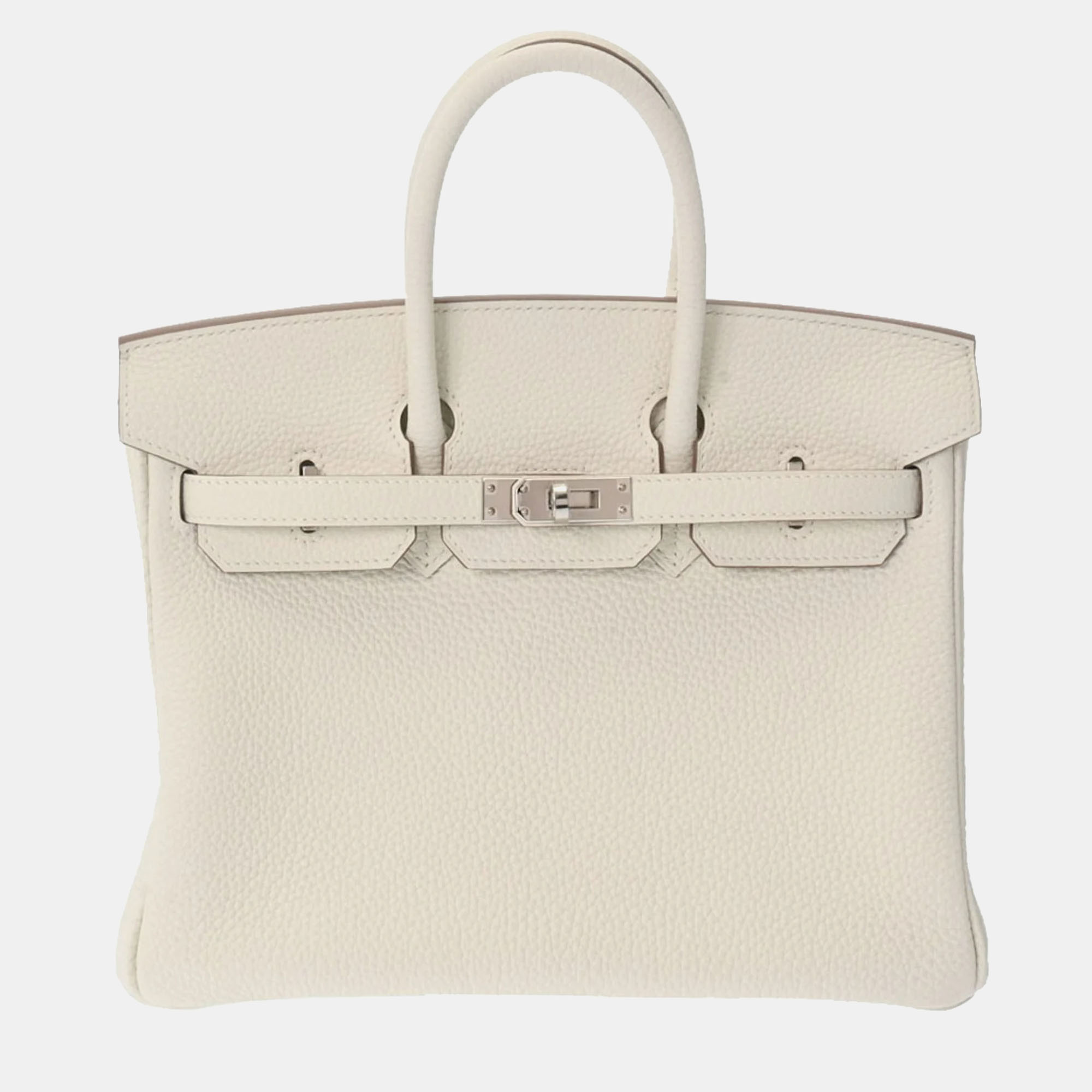 

Hermes Birkin 25 Mushroom Palladium Hardware B Engraved (around 2023) Women's Togo Handbag, White