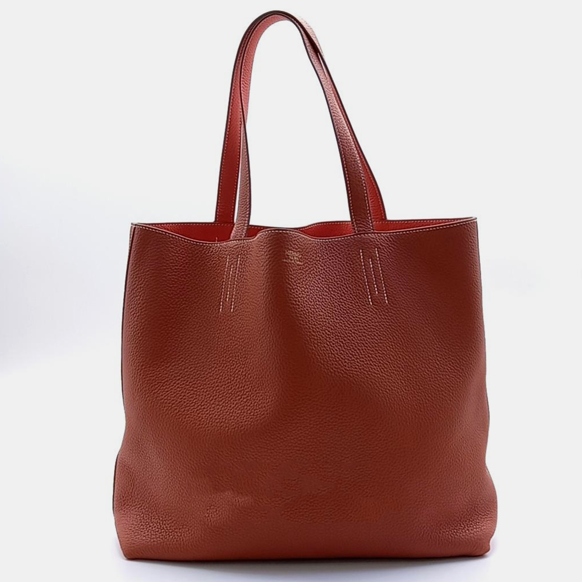 Pre-owned Hermes Double Sens Tote In Red