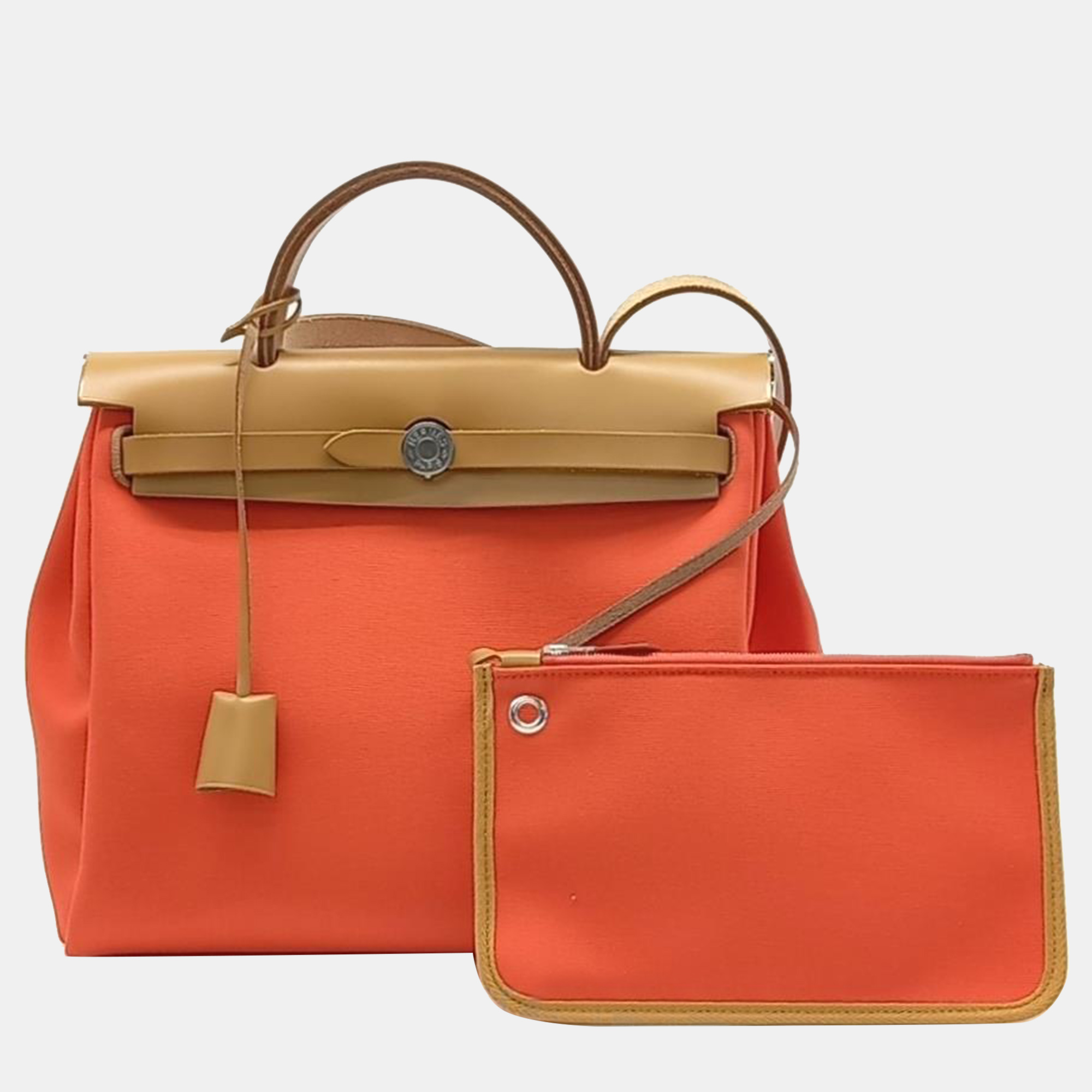 Pre-owned Hermes New Zip Erbag Small Bag In Orange