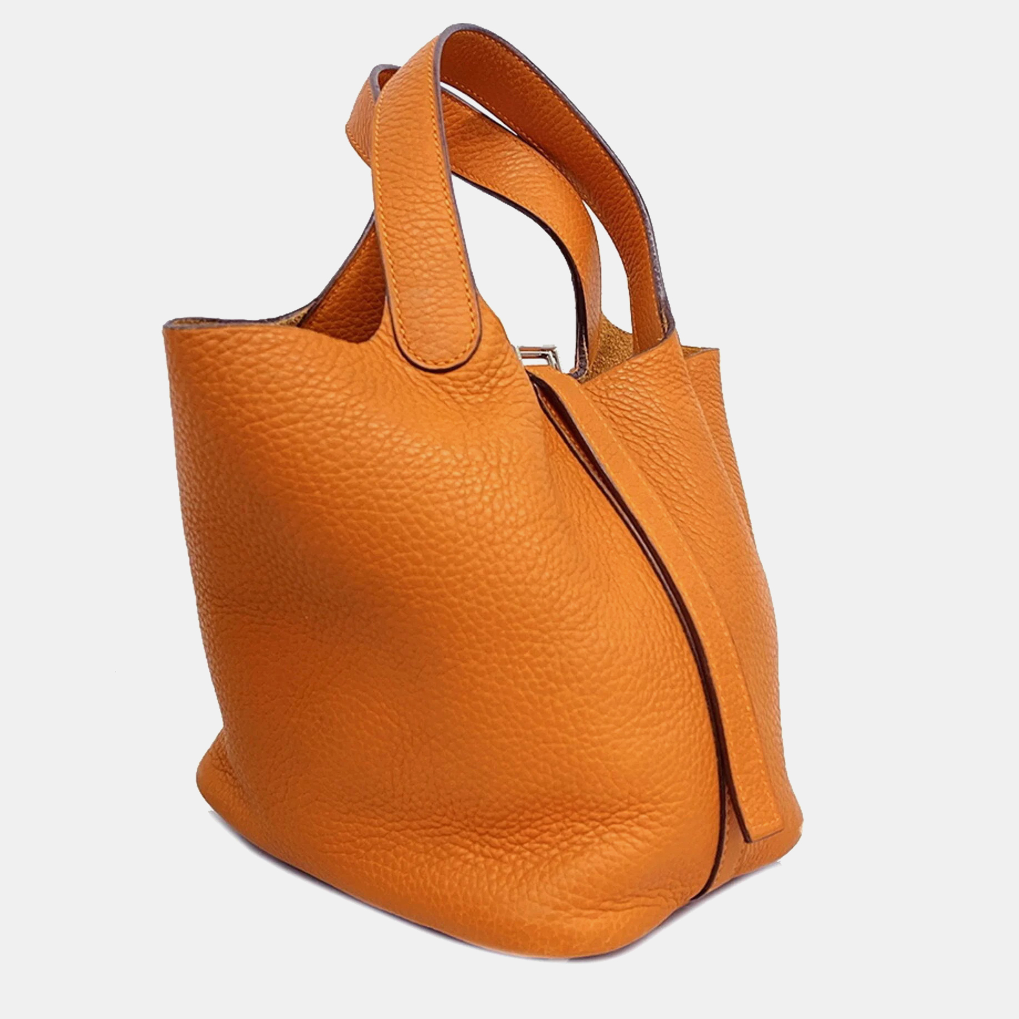 

Hermes Handbag Picotan PM N Engraved Togo Orange Ladies