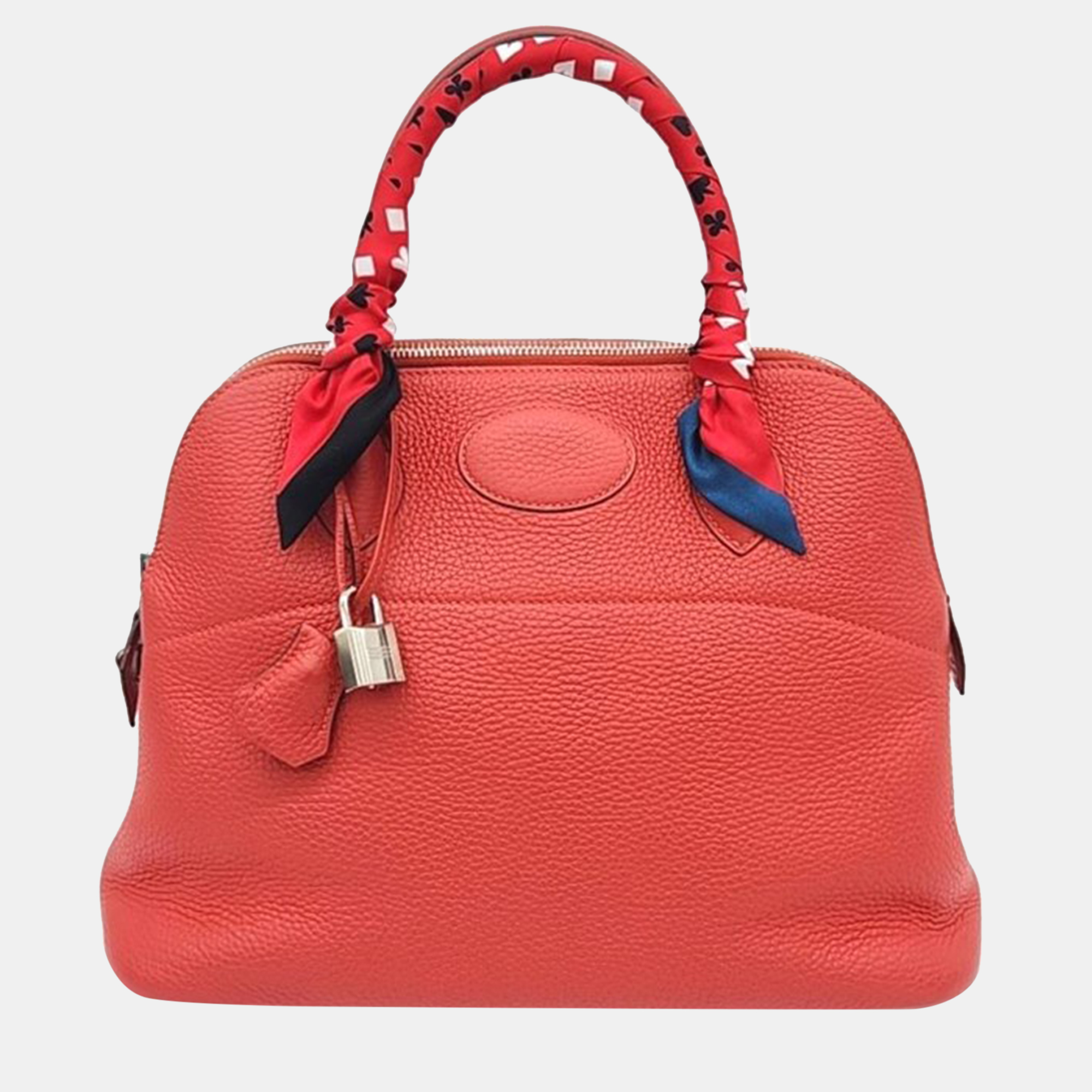 Pre-owned Hermes Leather Twilly Bolide 31 Top Handle Bag In Red