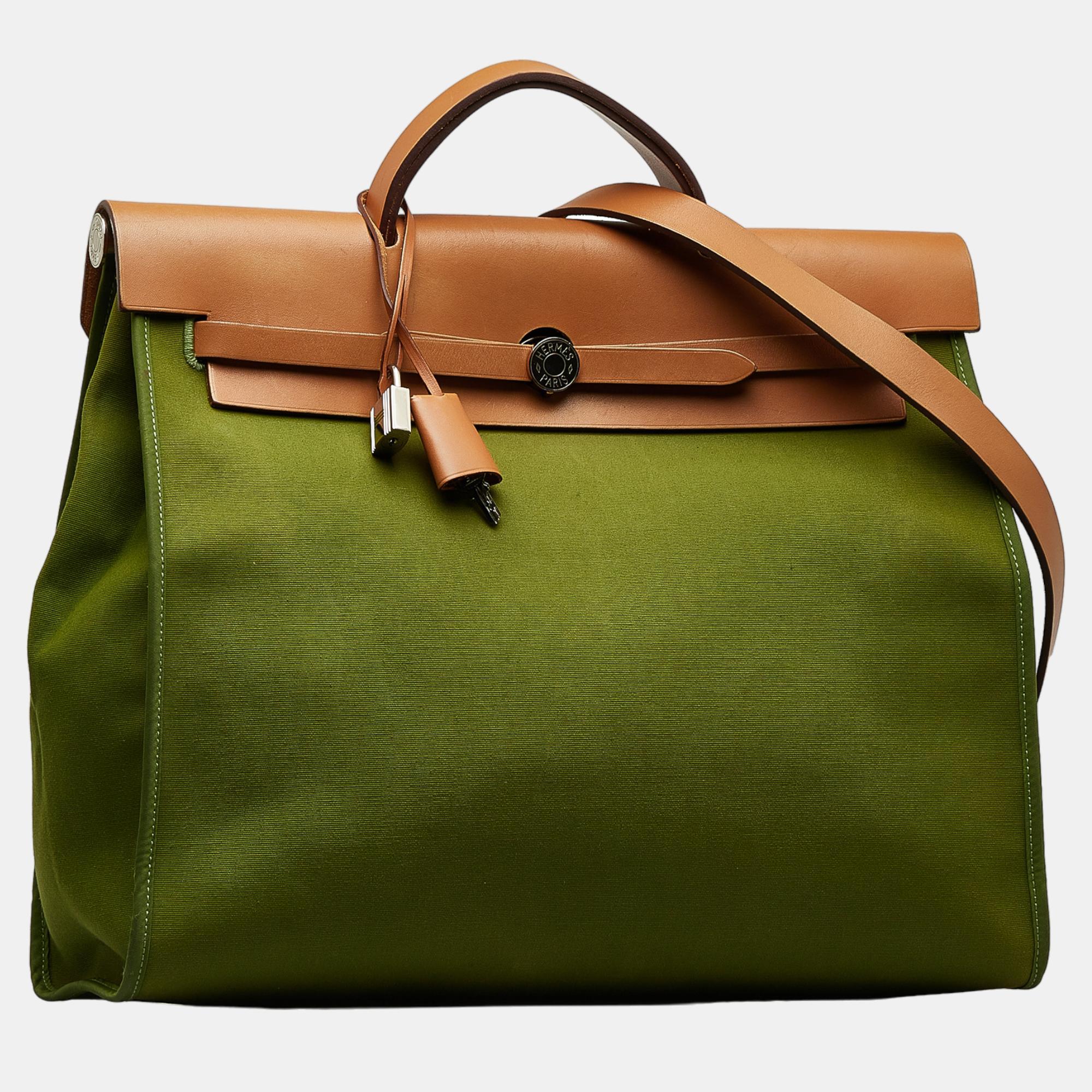 

Hermes Green Toile Herbag MM