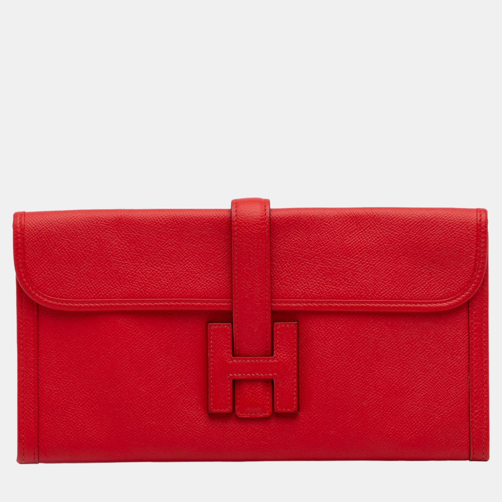 Pre-owned Hermes Red Epsom Jige Elan 29