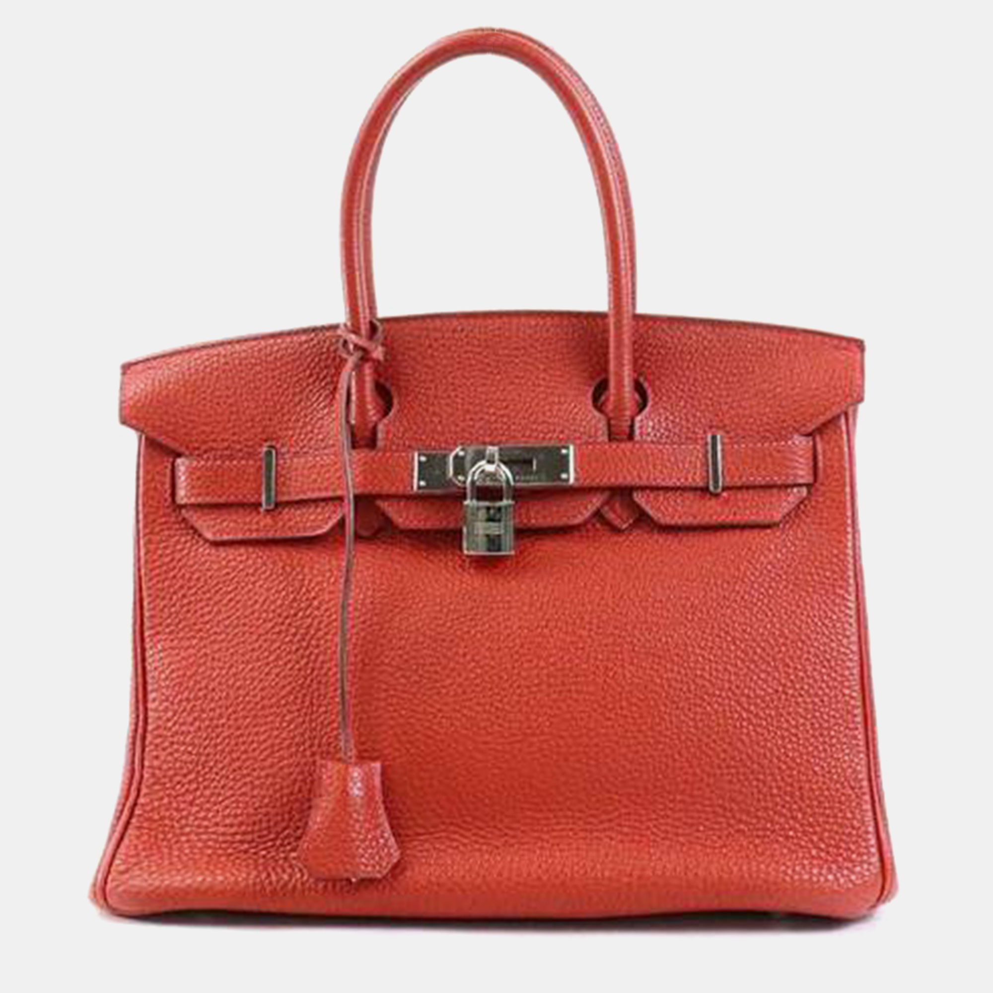 Pre-owned Hermes Red Togo Silver Birkin 30 Ladies Handbag In Brown