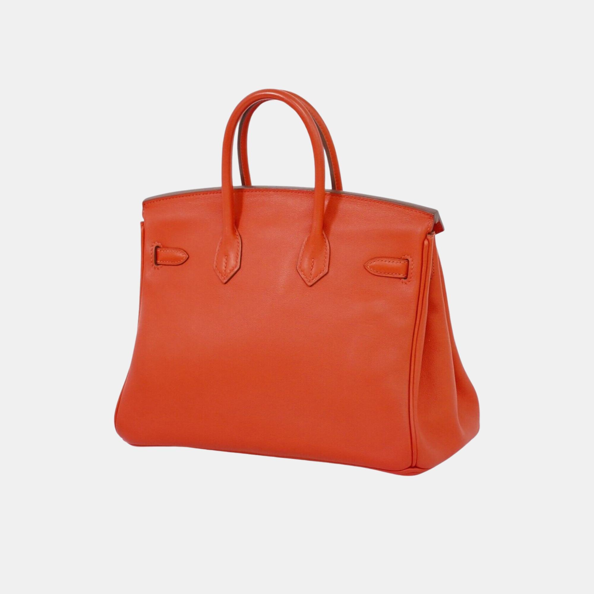 

Hermes Orange Leather Birkin 25 handbag