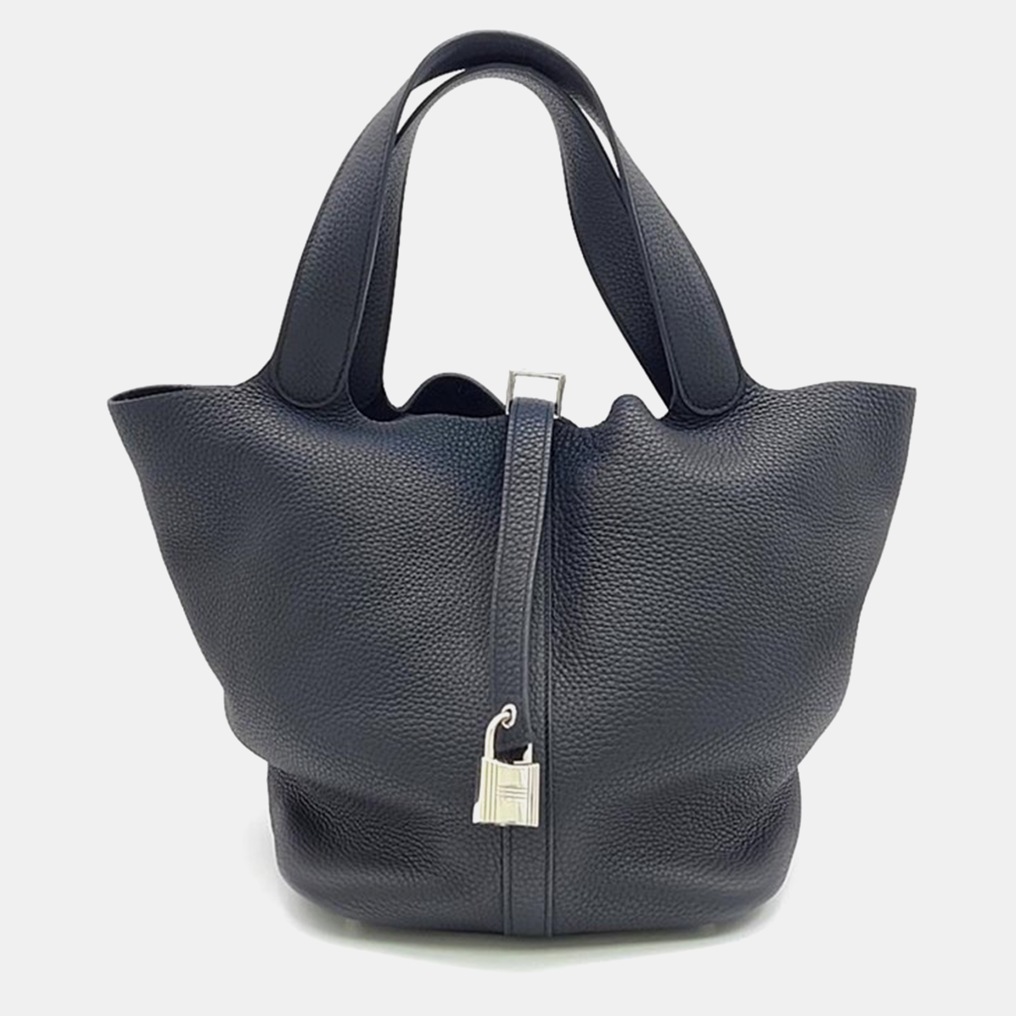 

Hermes Black Clemence Leather Picotin Lock 26 Tote Bag