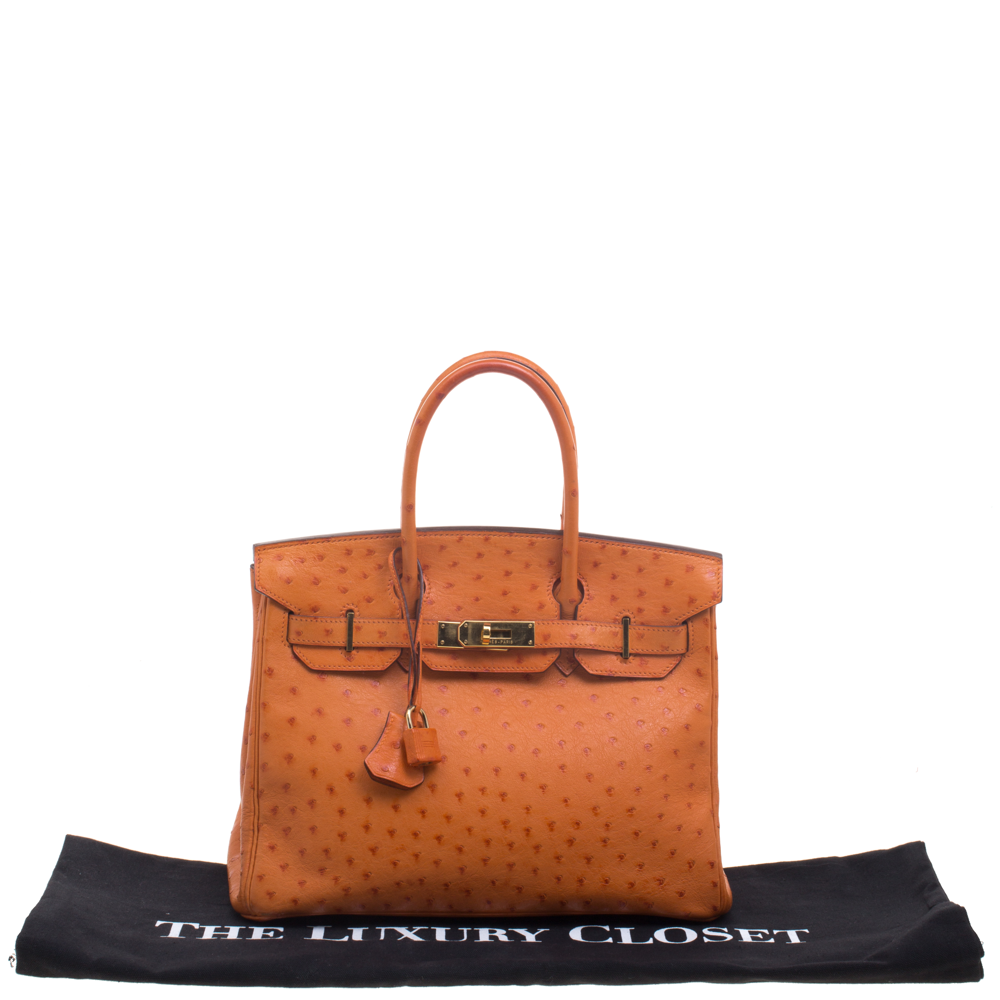 Hermes Birkin 30cm Bag Ostrich Leather Gray W/Gold Hardware $5255 - Nadine  Collections