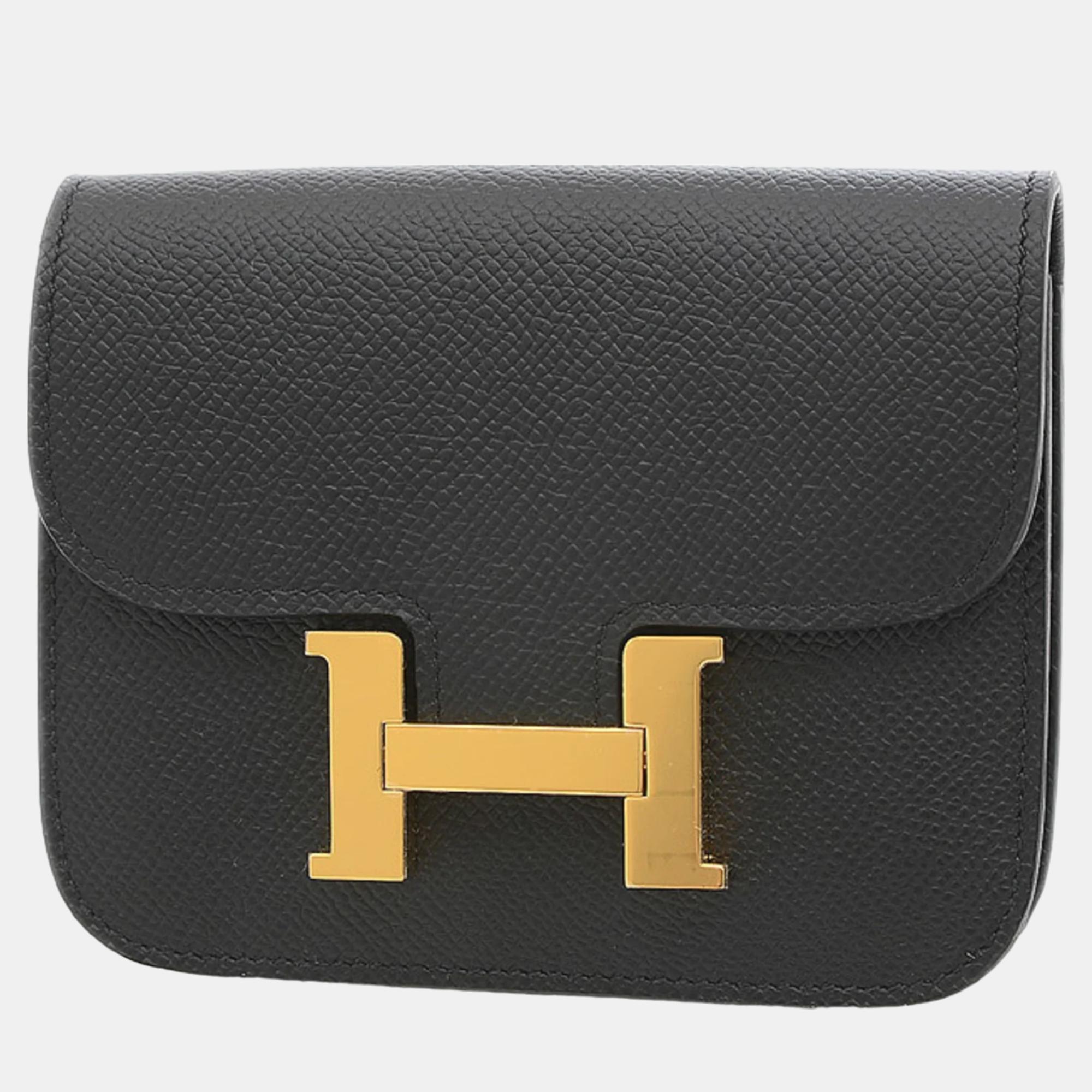 

Hermes Epson Black Gold Hardware B Stamped Constance Slim Wallet