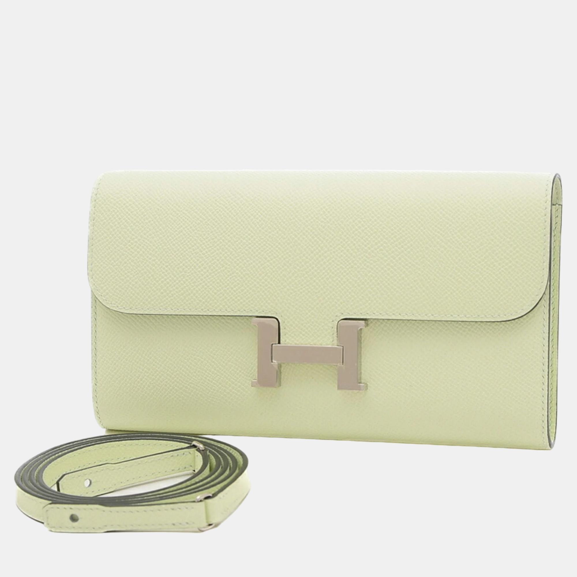 

Hermes Green Epsom Leather To Go Wallet Shoulder Bag