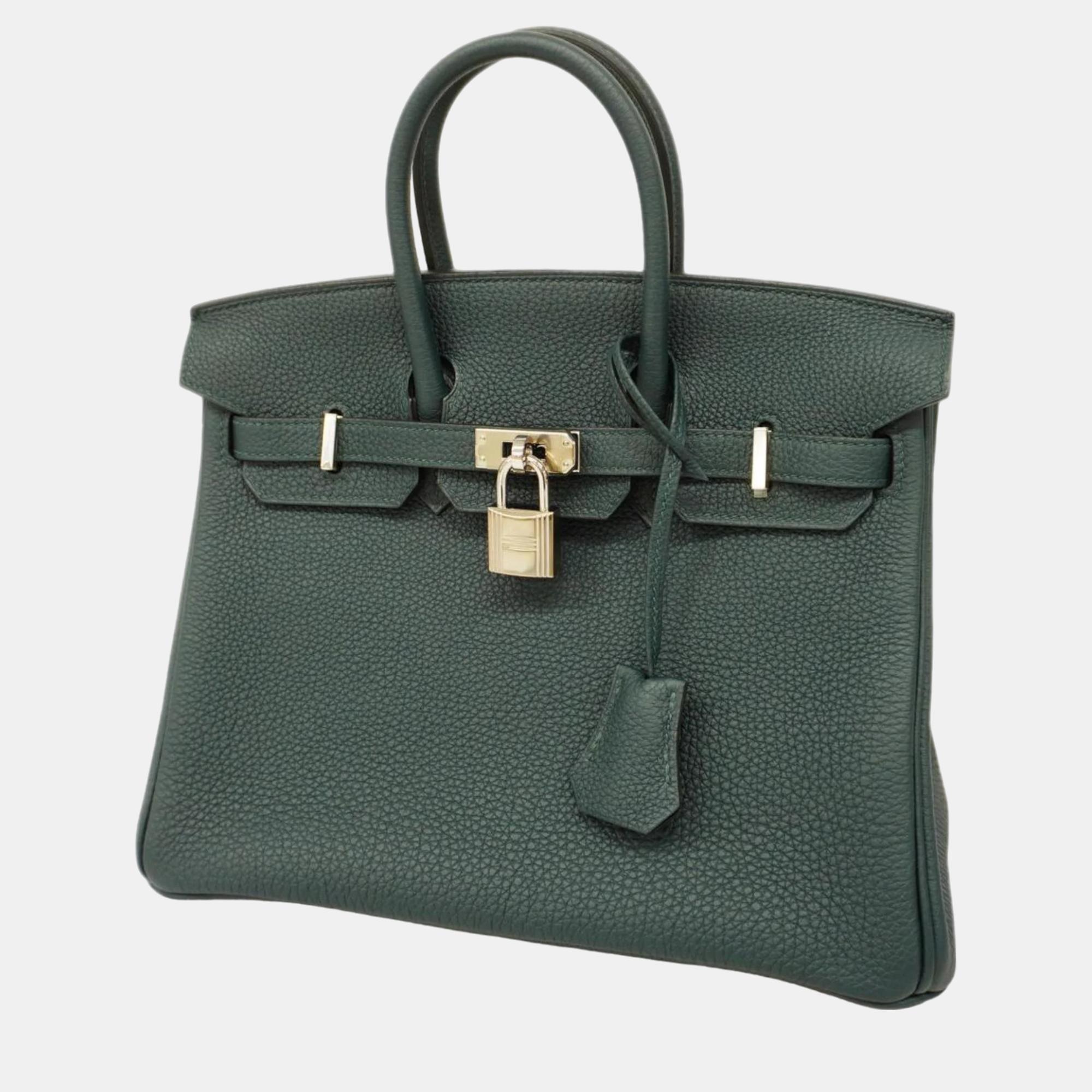 

Hermes Togo Vert Chypre Birkin 25 D Engraved Ladies Handbag, Green
