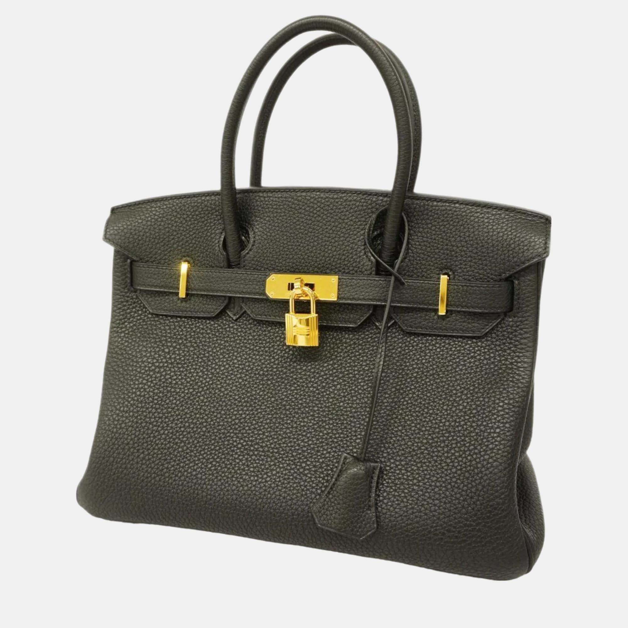 

Hermes Black Taurillon Clemence Birkin 30  Engraved Ladies Handbag