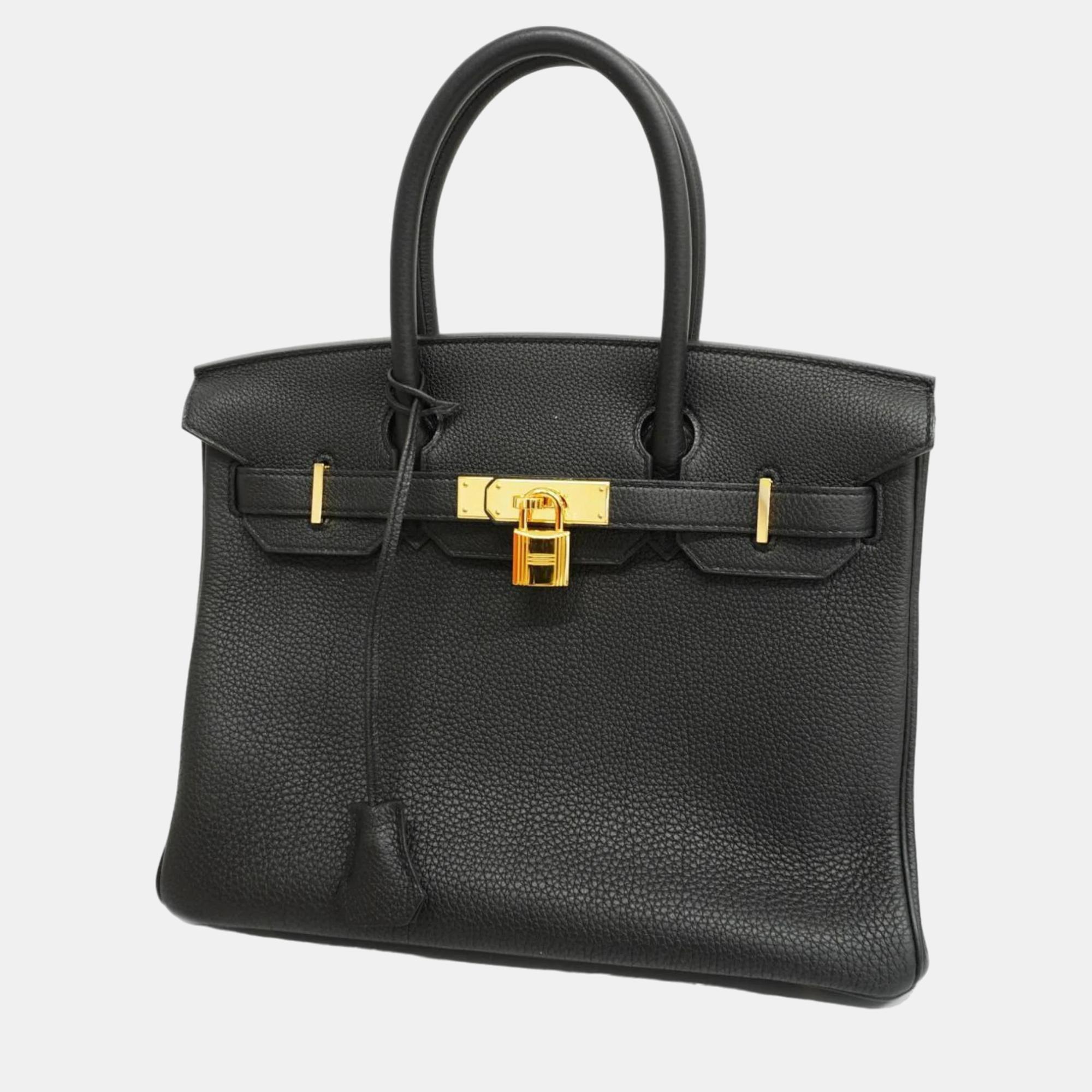 

Hermes black Togo Birkin 30 Z engraved ladies handbag
