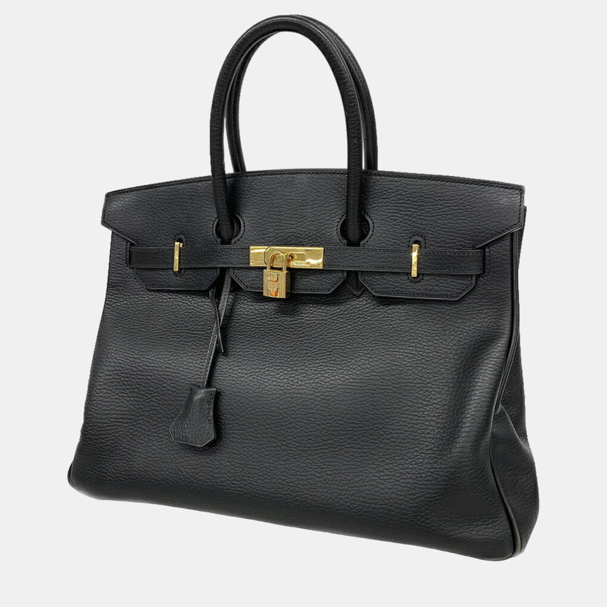 

Hermes Black Ardennes Birkin 35 G Engraved Ladies Handbag