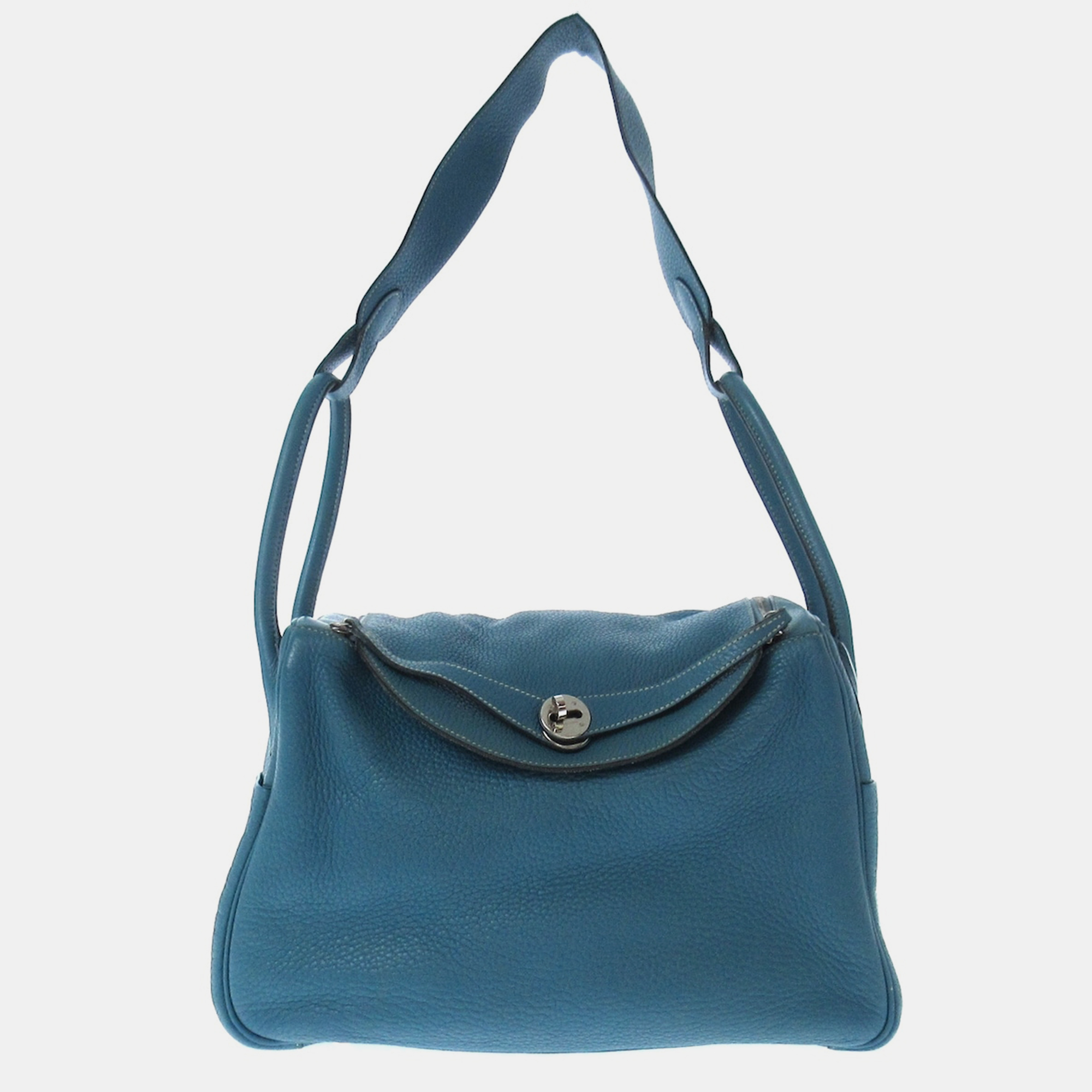 

Hermes Blue Leather Lindy shoulder bag