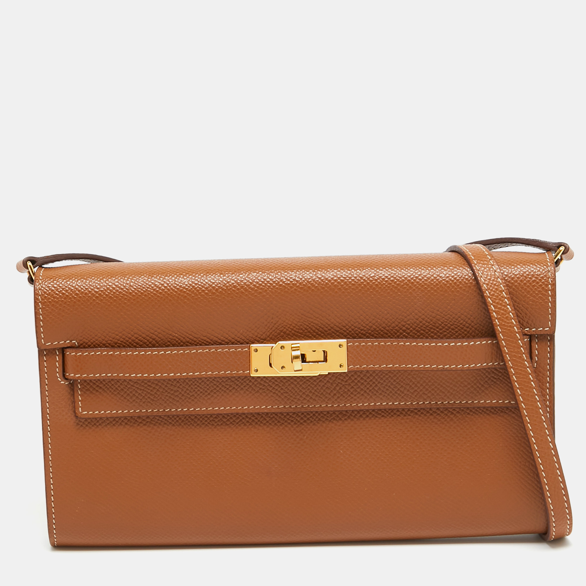 

Hermes Gold Epsom Leather Kelly To Go Wallet, Brown