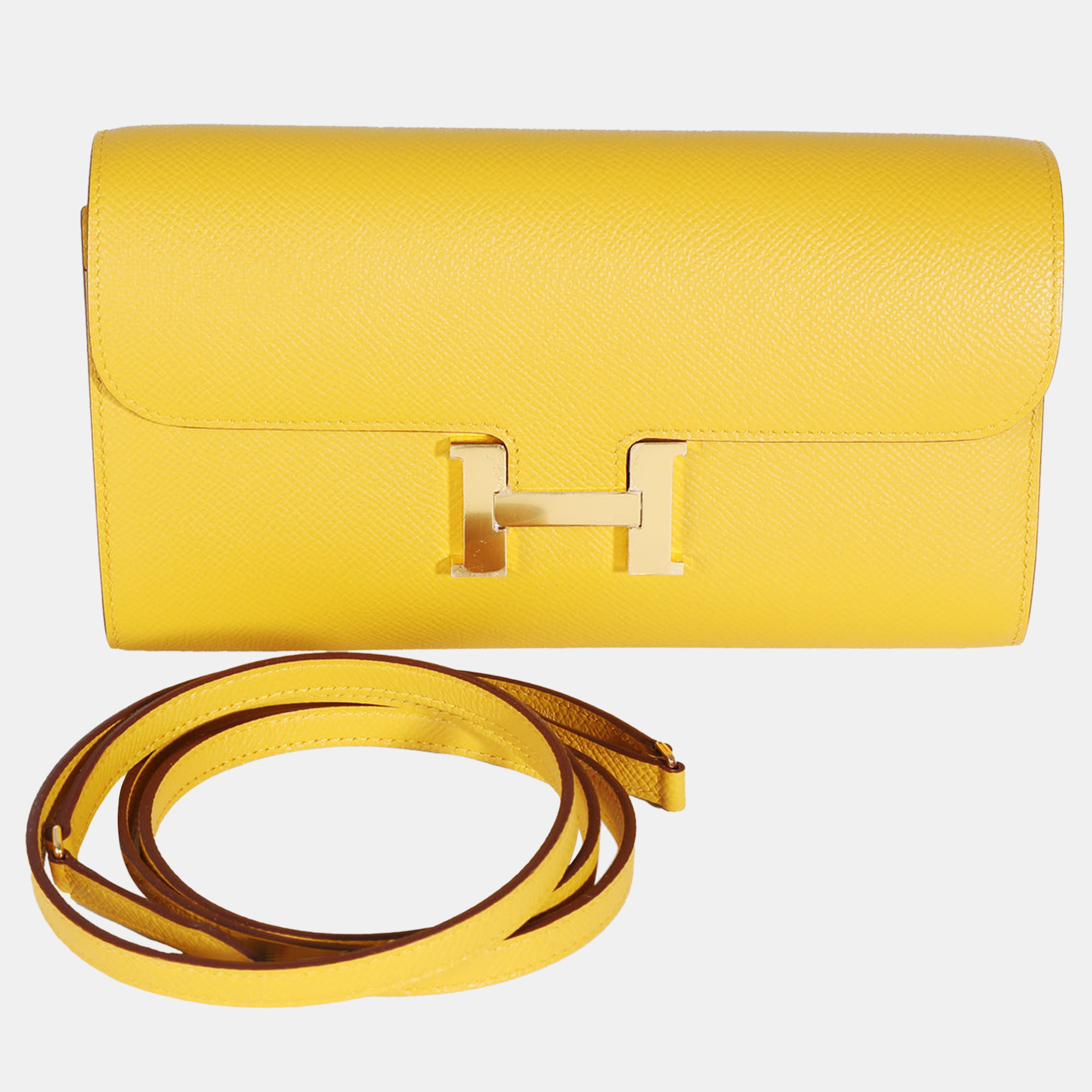 

Hermes Jaune Ambre Epsom Constance Long Wallet To Go GHW, Yellow