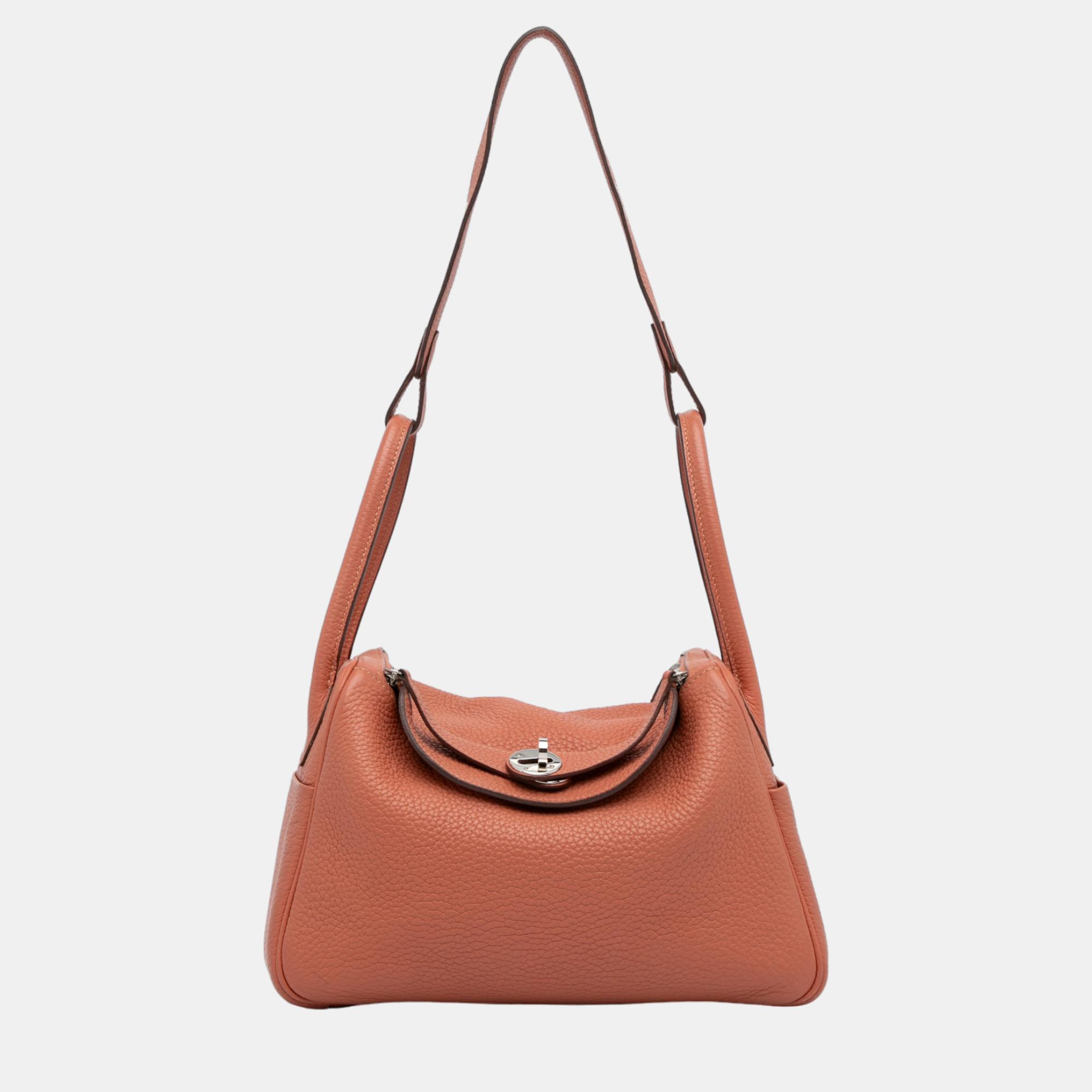 

Hermes Orange Clemence Lindy 26