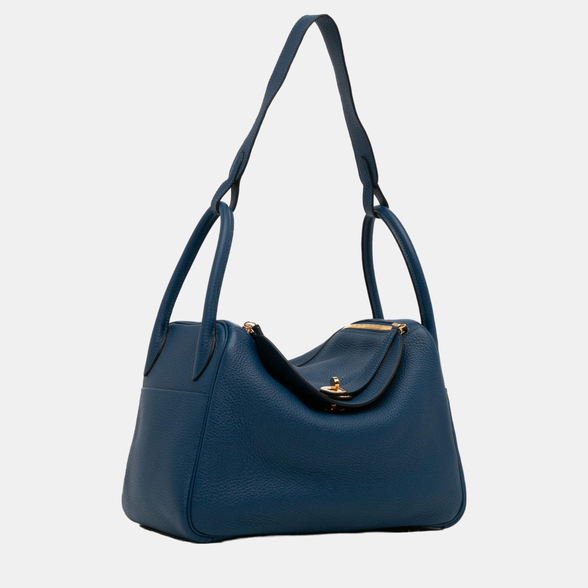 

Hermes Blue Clemence Lindy 30