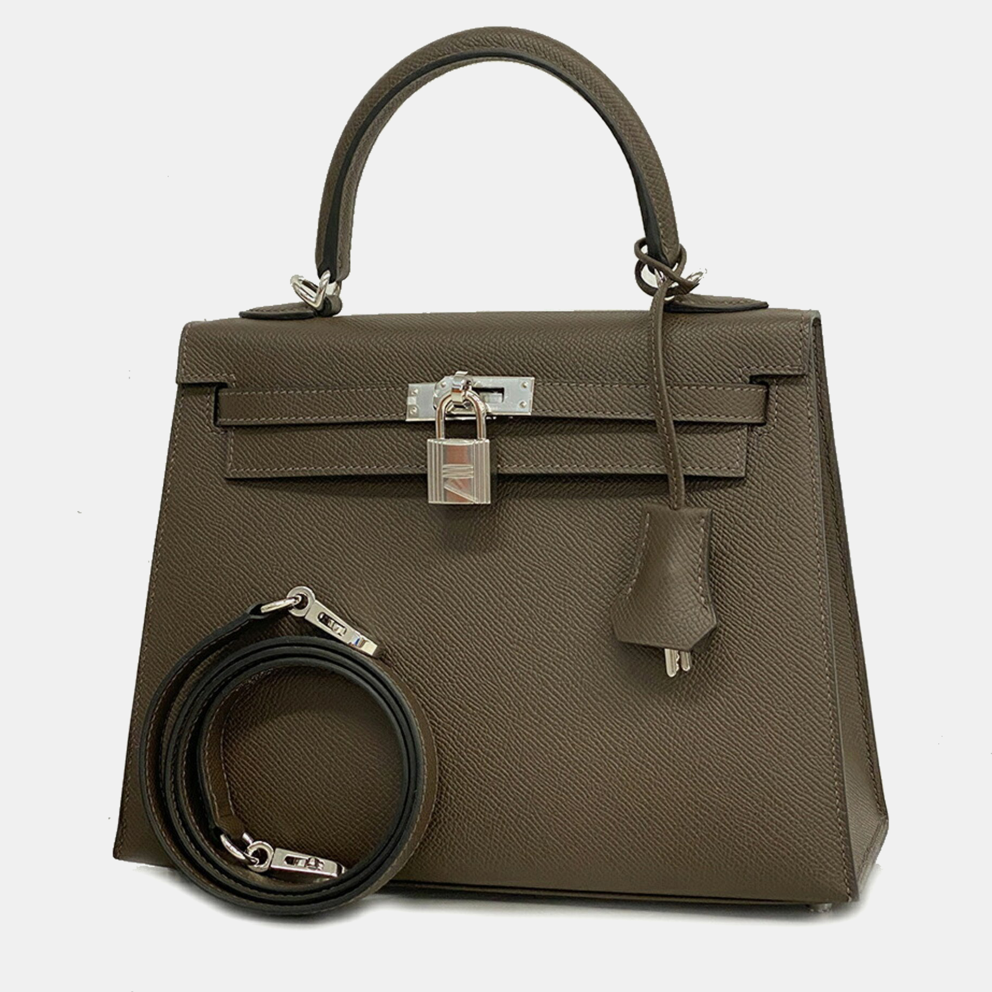Pre-owned Hermes Vaux Epson Ecorse Kelly Engraved Handbag In Brown