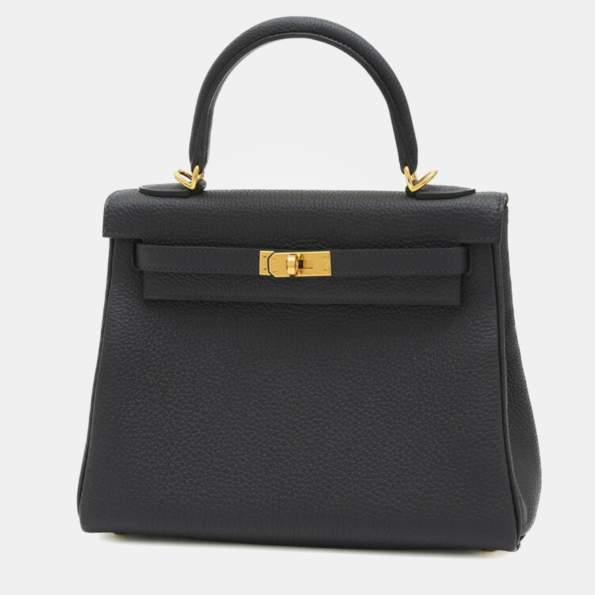 Pre-owned Hermes Togo Cavan B Engraved Kelly Handbag In Black