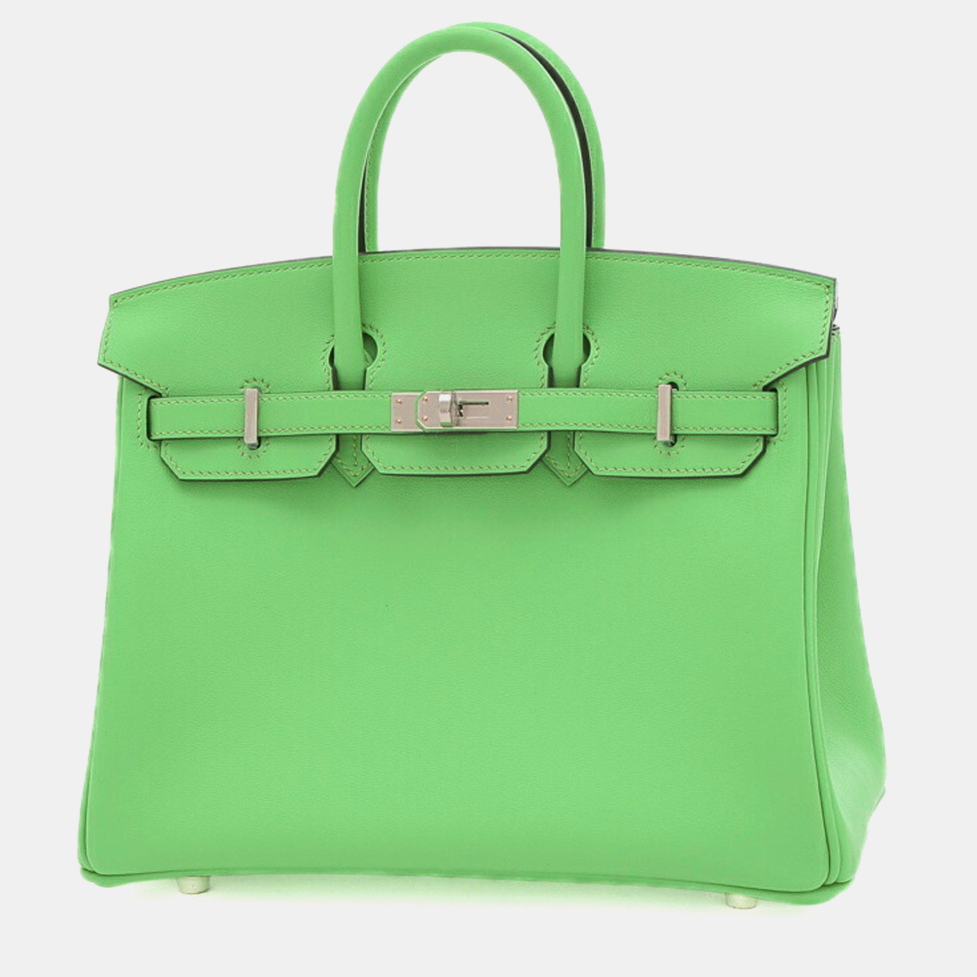 Pre-owned Hermes Swift Vert Comic Birkin Engraved Handbag In Green