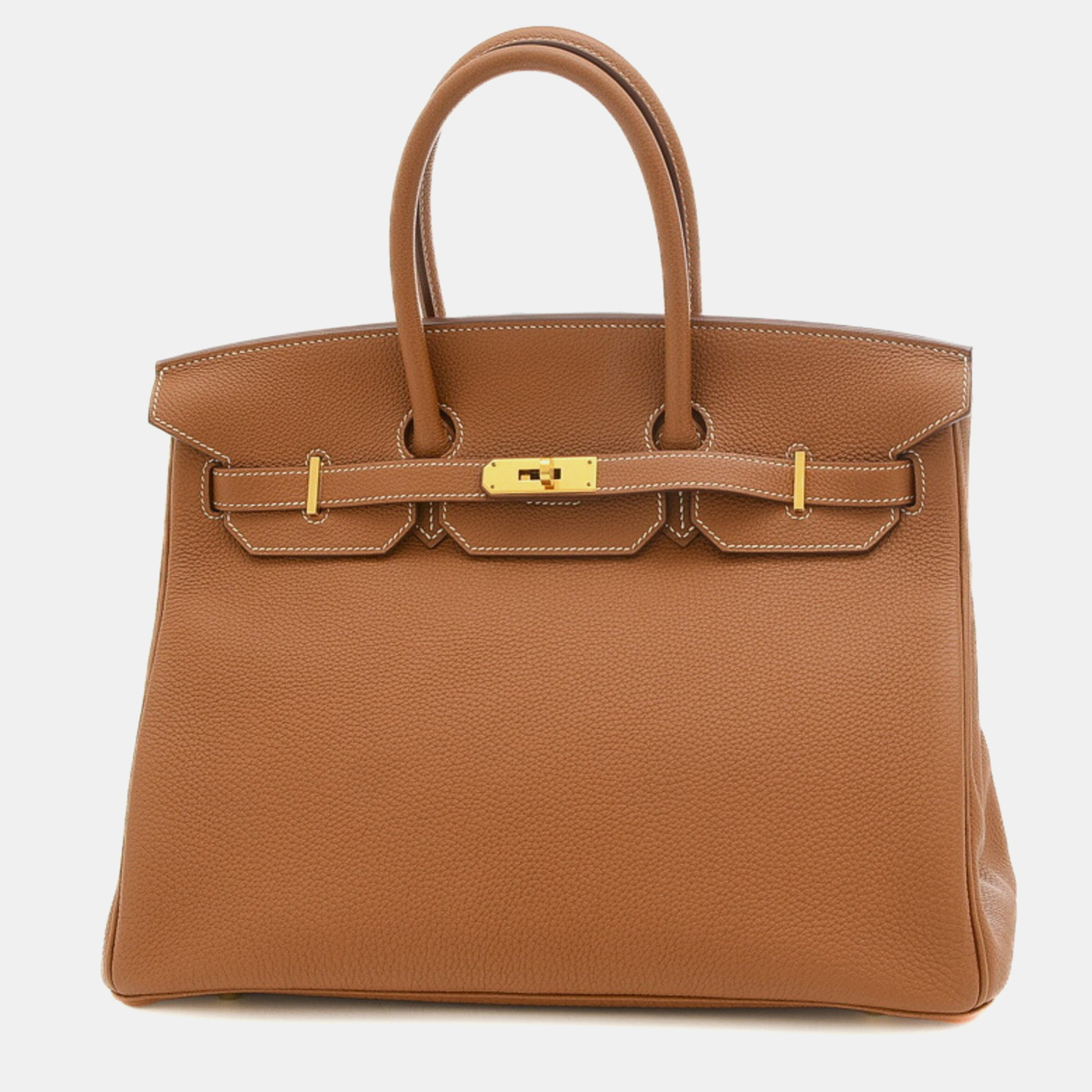 

Hermes Gold Togo Birkin Stamp Handbag, Brown