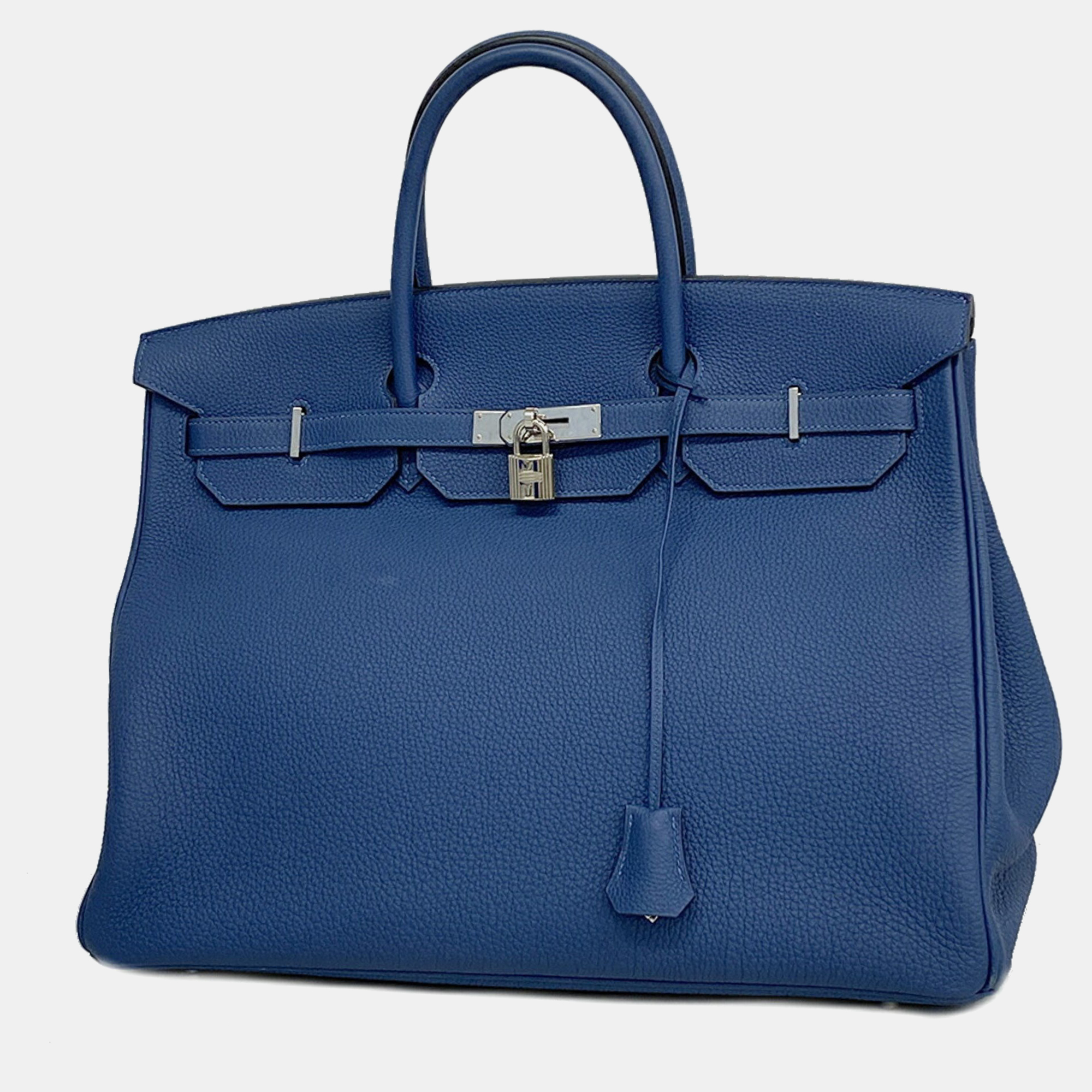 

Hermes Blue de Malte Togo Birkin Engraved Handbag