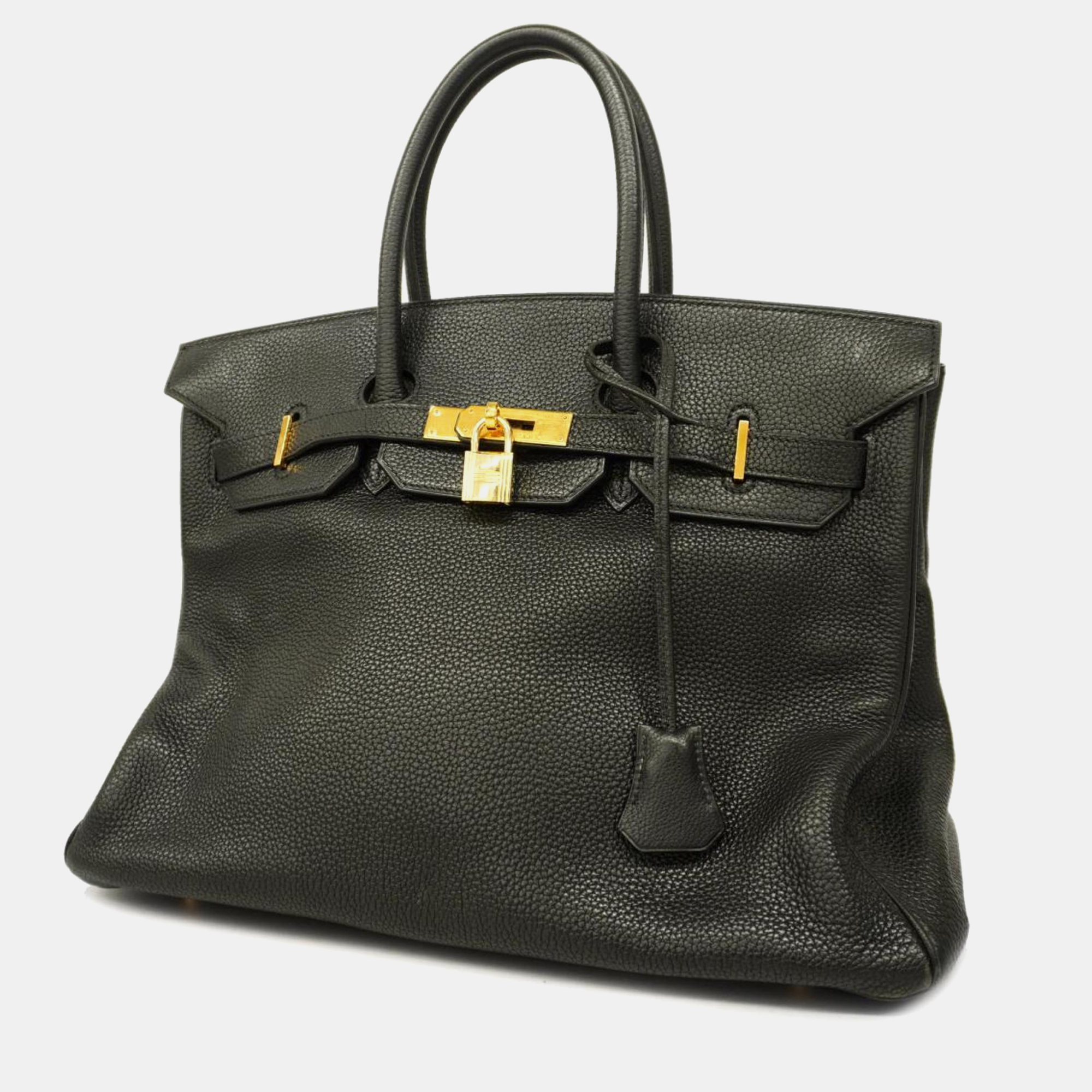 

Hermes Black Taurillon Clemence Birkin Stamp Handbag