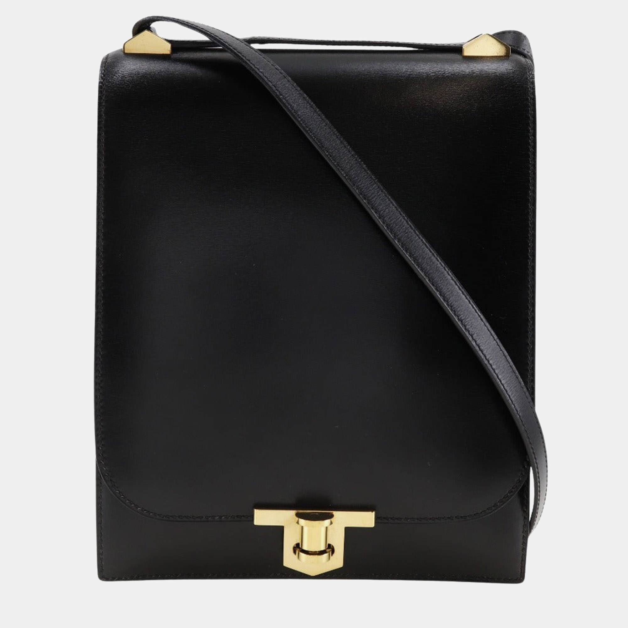 Pre-owned Hermes Black Leather Chaine D'ancre Bag