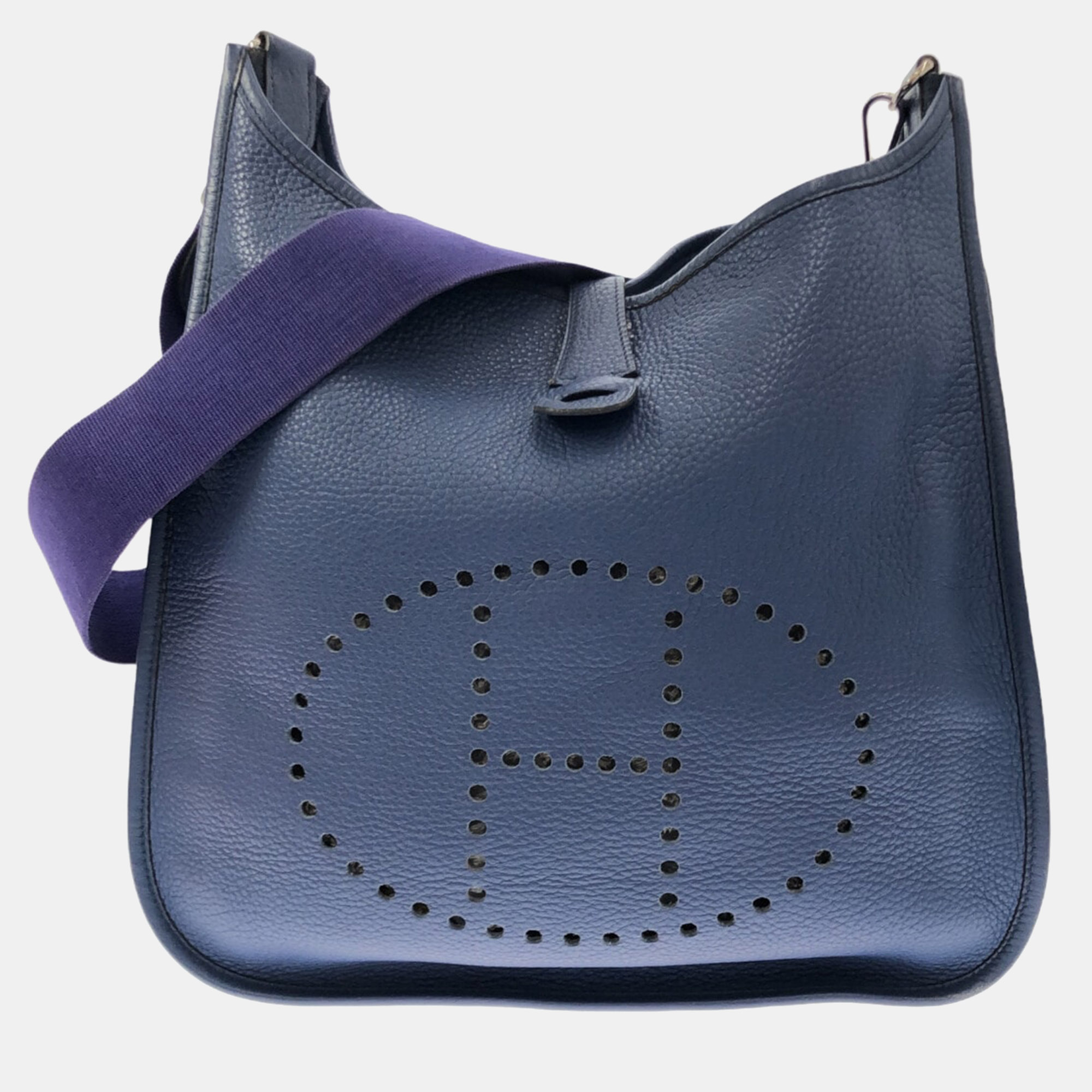 Pre-owned Hermes Blue Leather Evelyn Shoulder Bag
