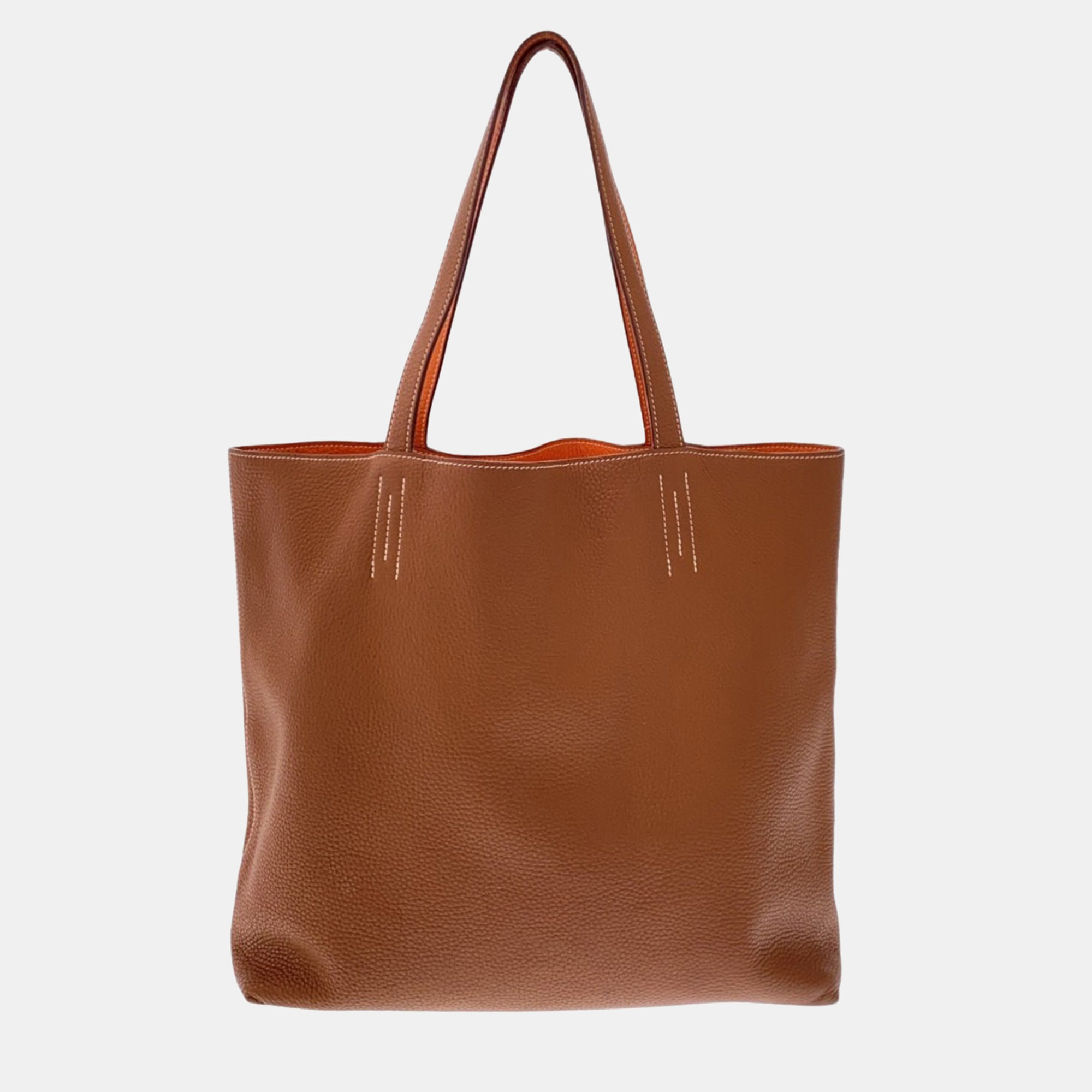 

Hermes Brown Leather Double Sens Tote Handbag