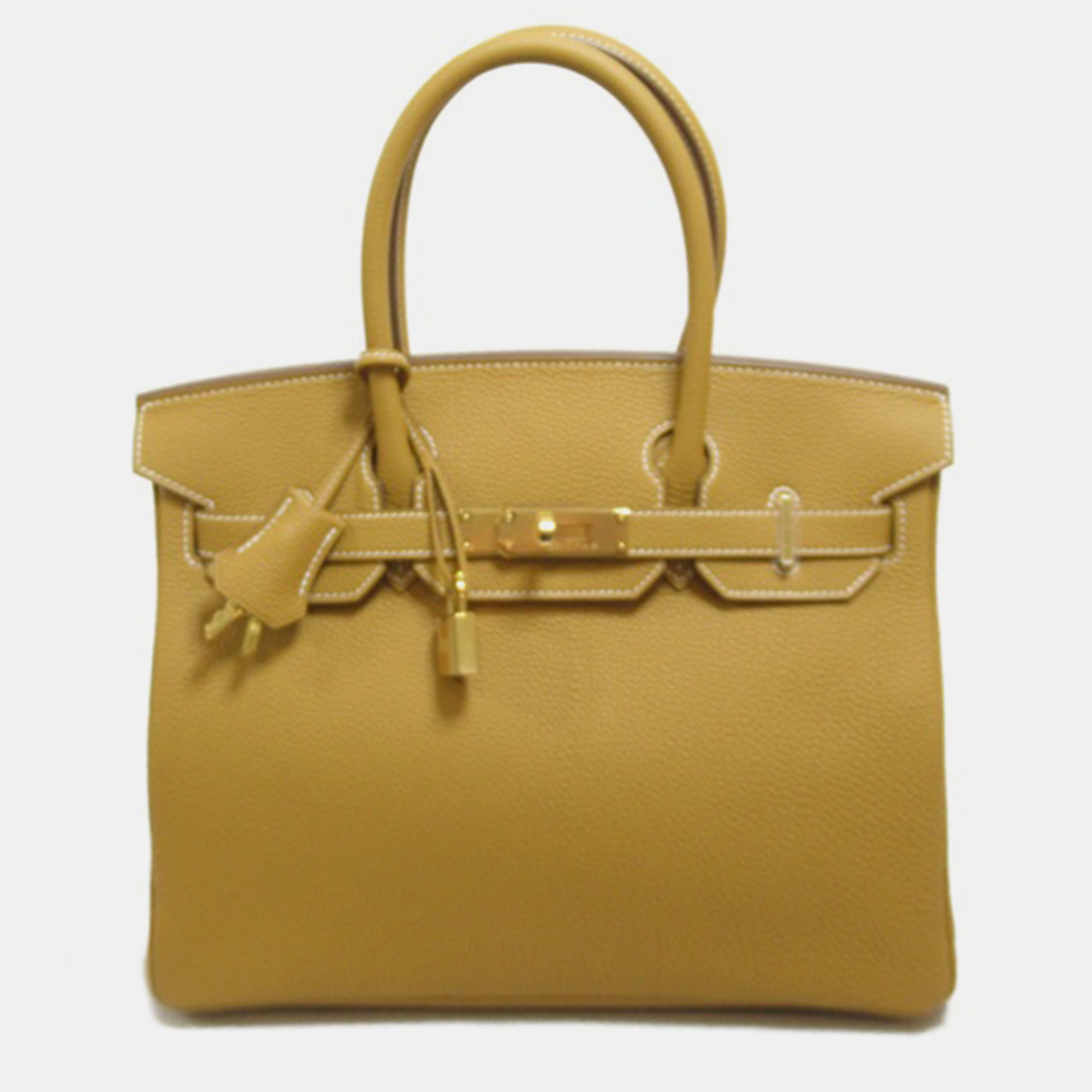 Pre-owned Hermes Yellow Togo Leather Birkin 30 Bag