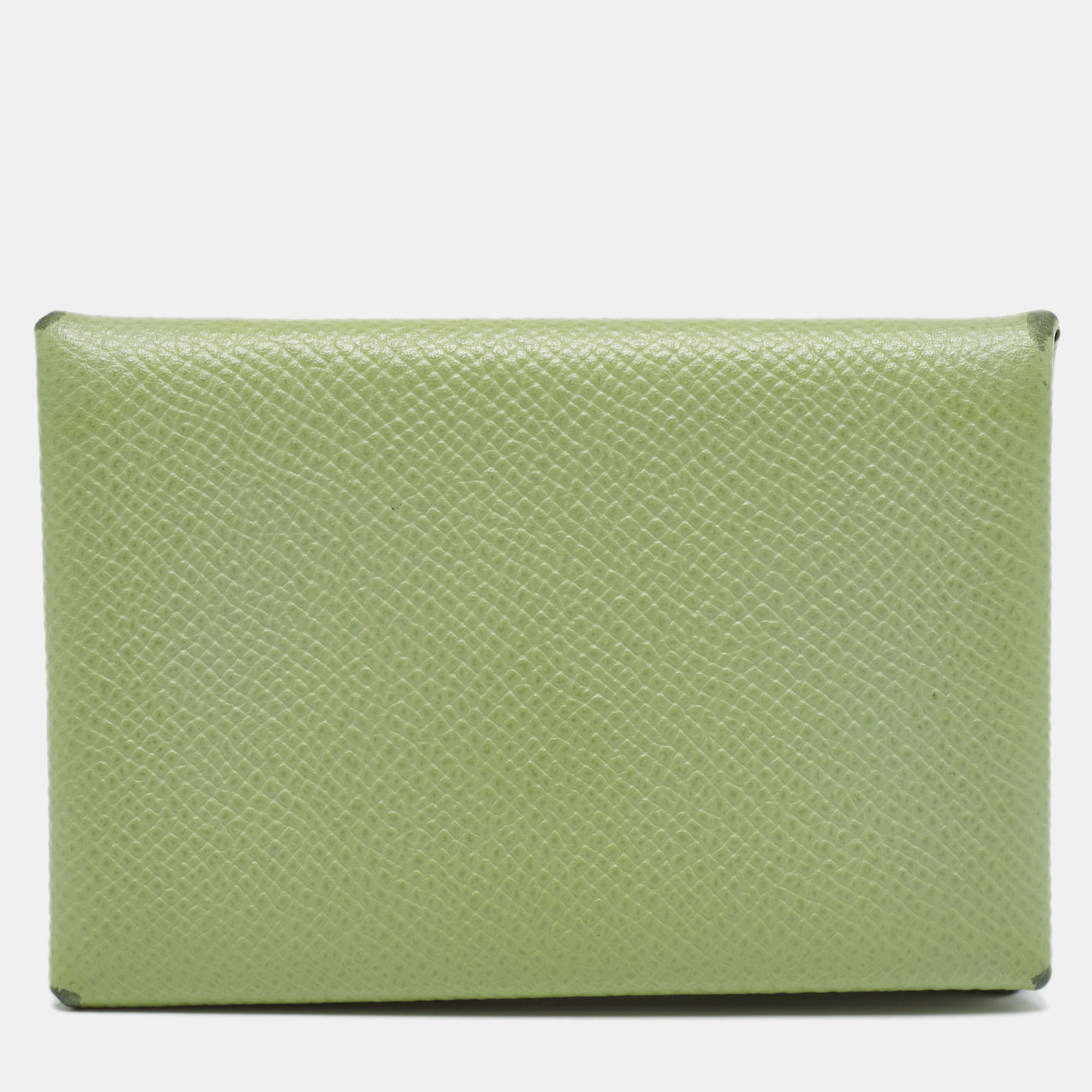 

Hermes Vert Criquet Epsom Leather Calvi Card Holder, Green