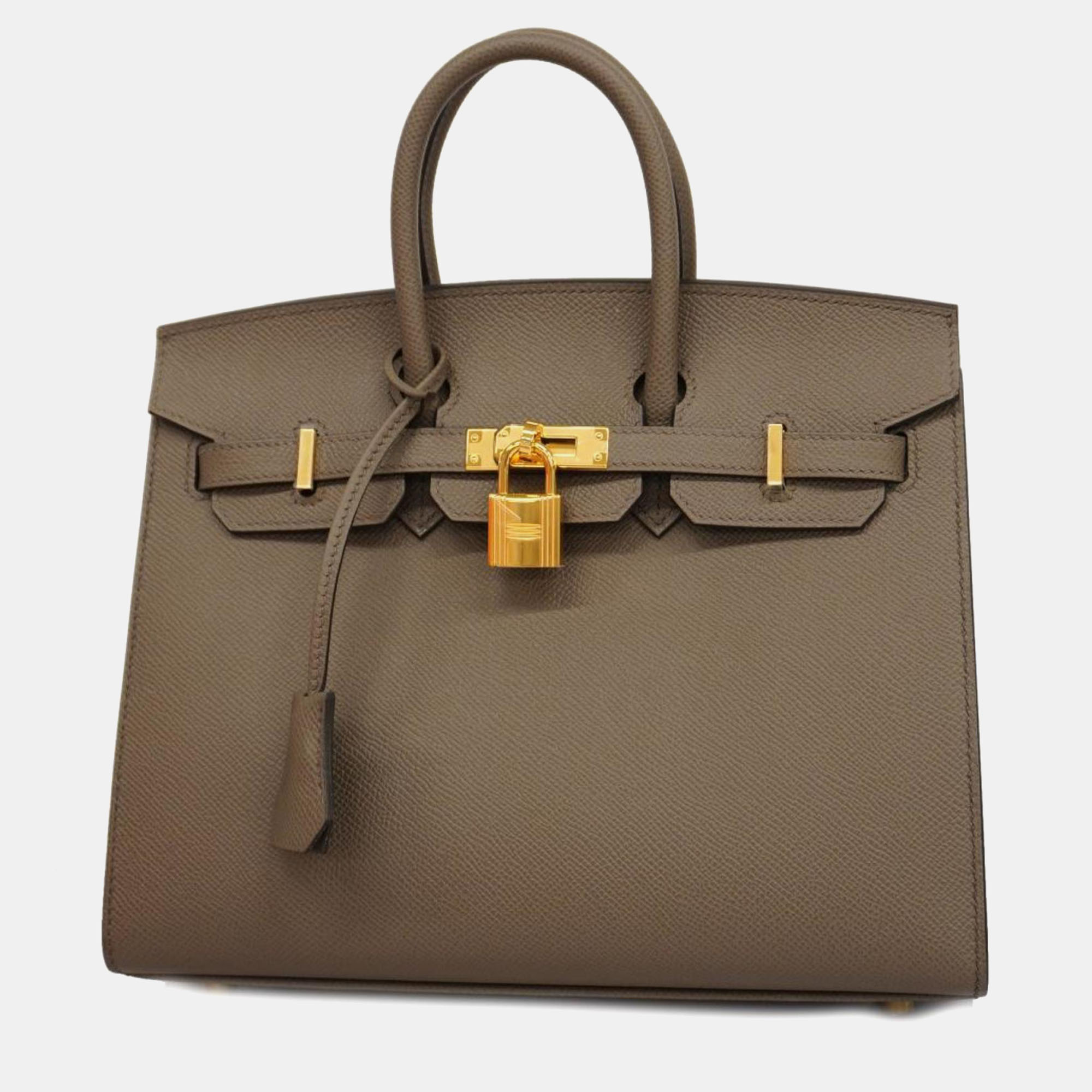 Pre-owned Hermes Etain Epsom Leather Birkin Stamped Handbag In Brown