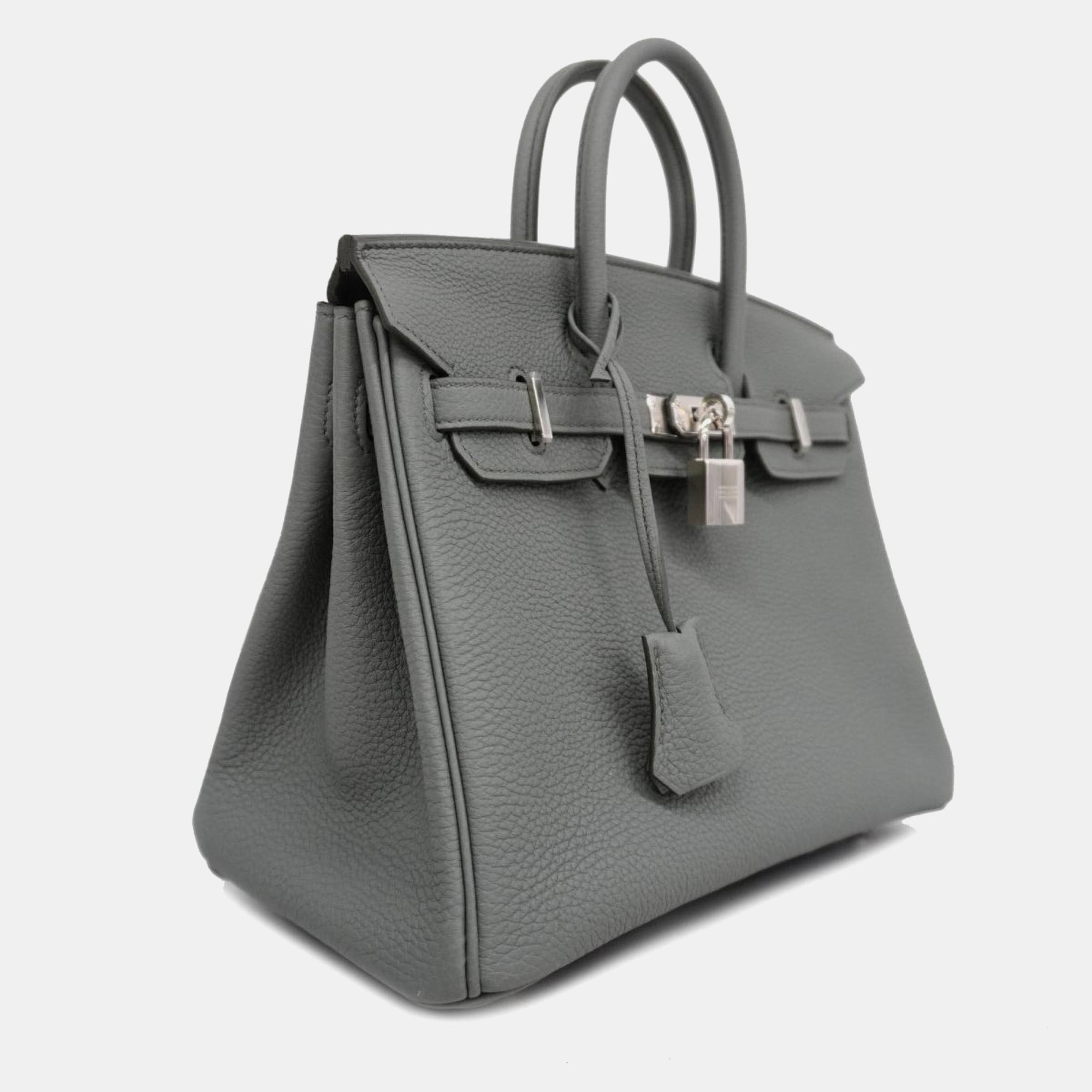 Hermes Grey Togo Leather Birkin 25 Tote Bag 2