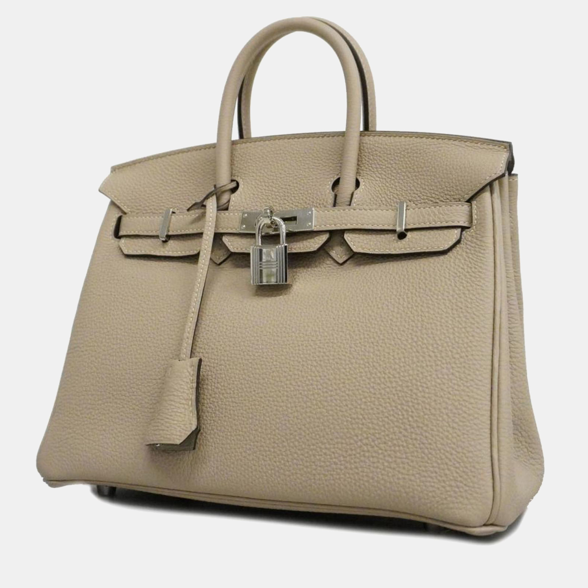 Pre-owned Hermes Tourtiere Gray Trench Togo Birkin Engraved Handbag In Brown