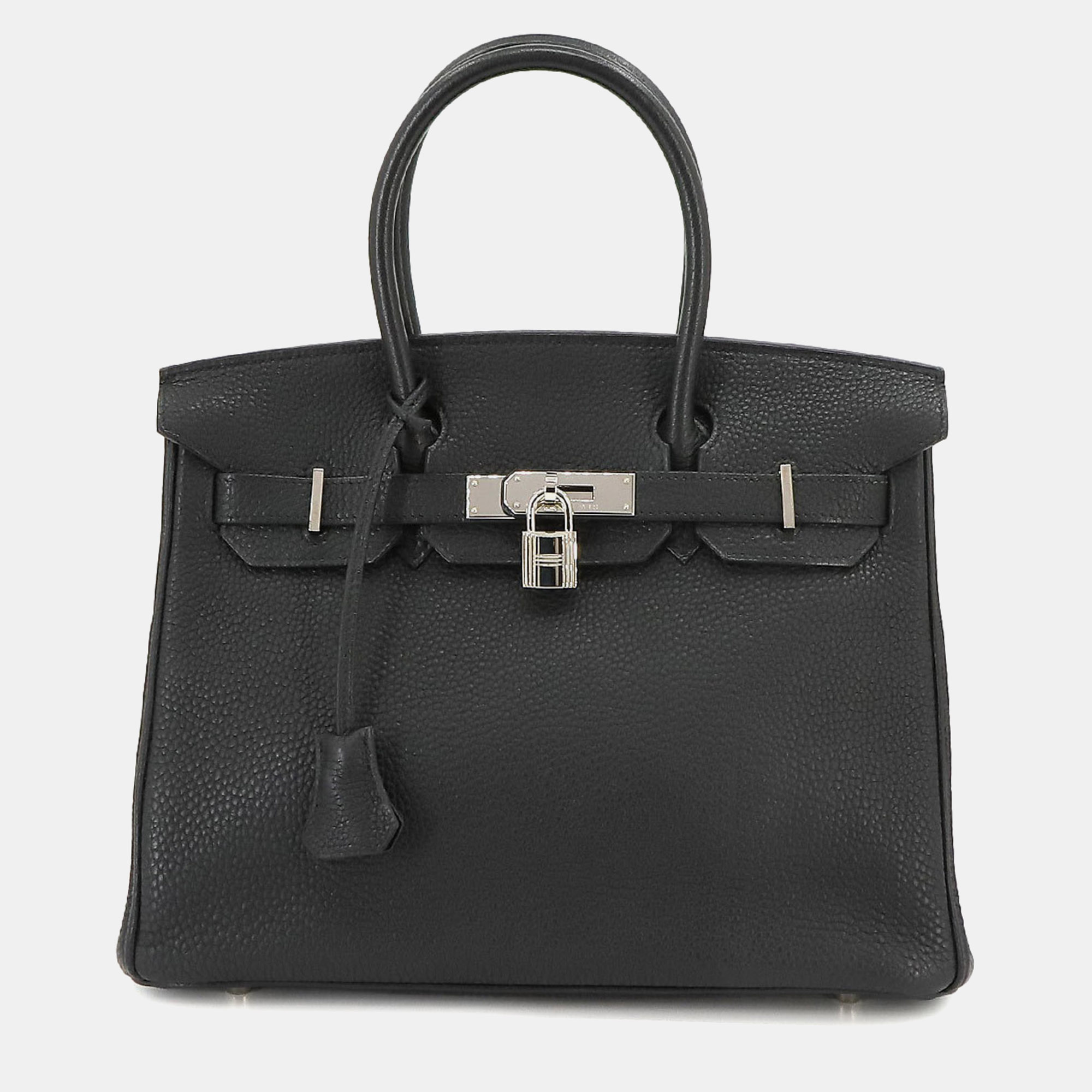 

Hermes Black Togo Birkin Engraved Silver Hardware HandBag