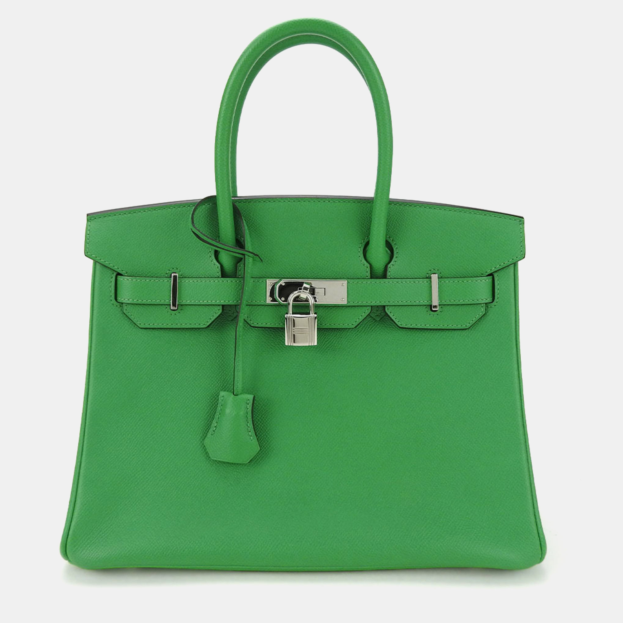 Pre-owned Hermes Green Vaux Epsom Birkin Engraved Handbag