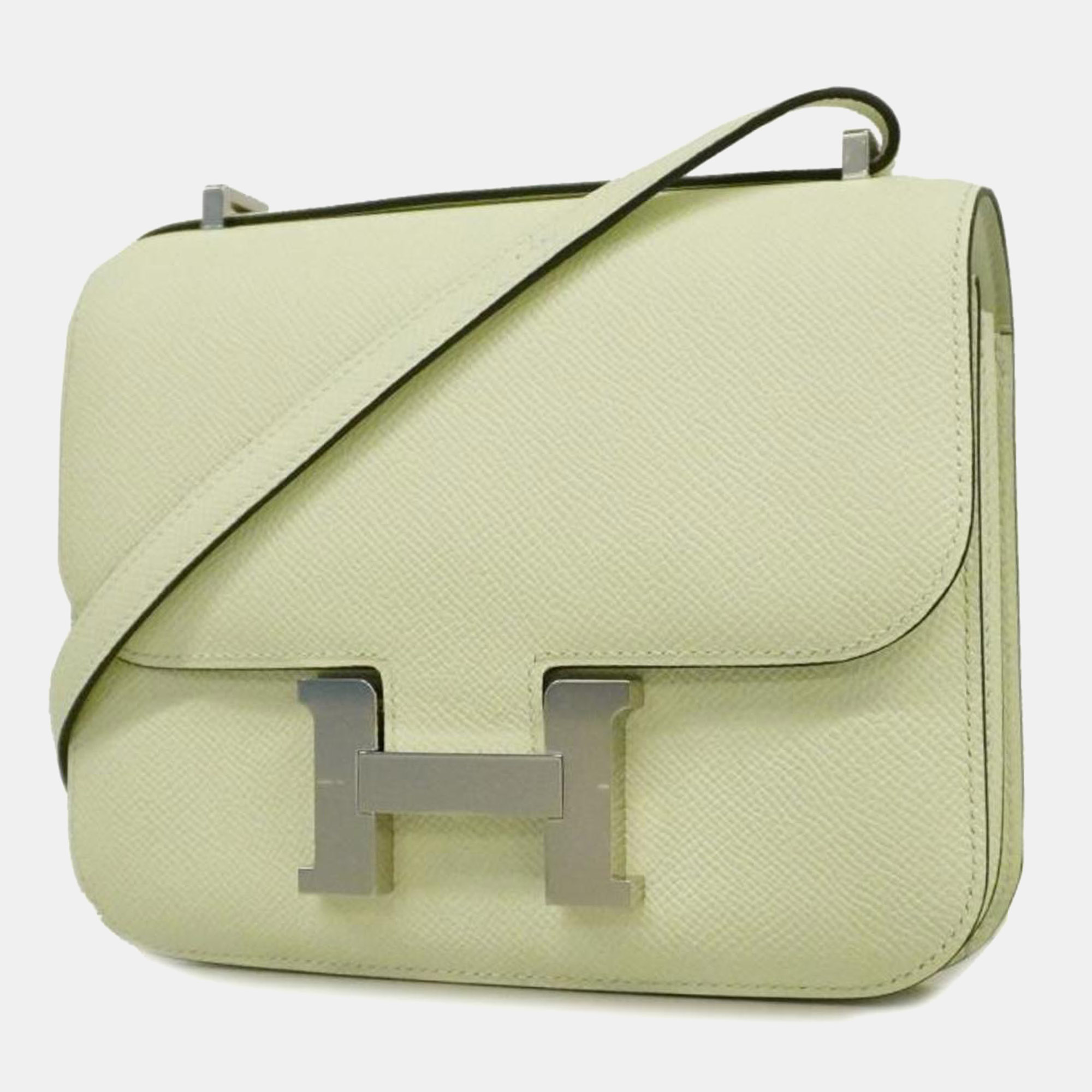 Pre-owned Hermes Vert Fizz Vaux Epsom Constance Engraved Shoulder Bag In Green