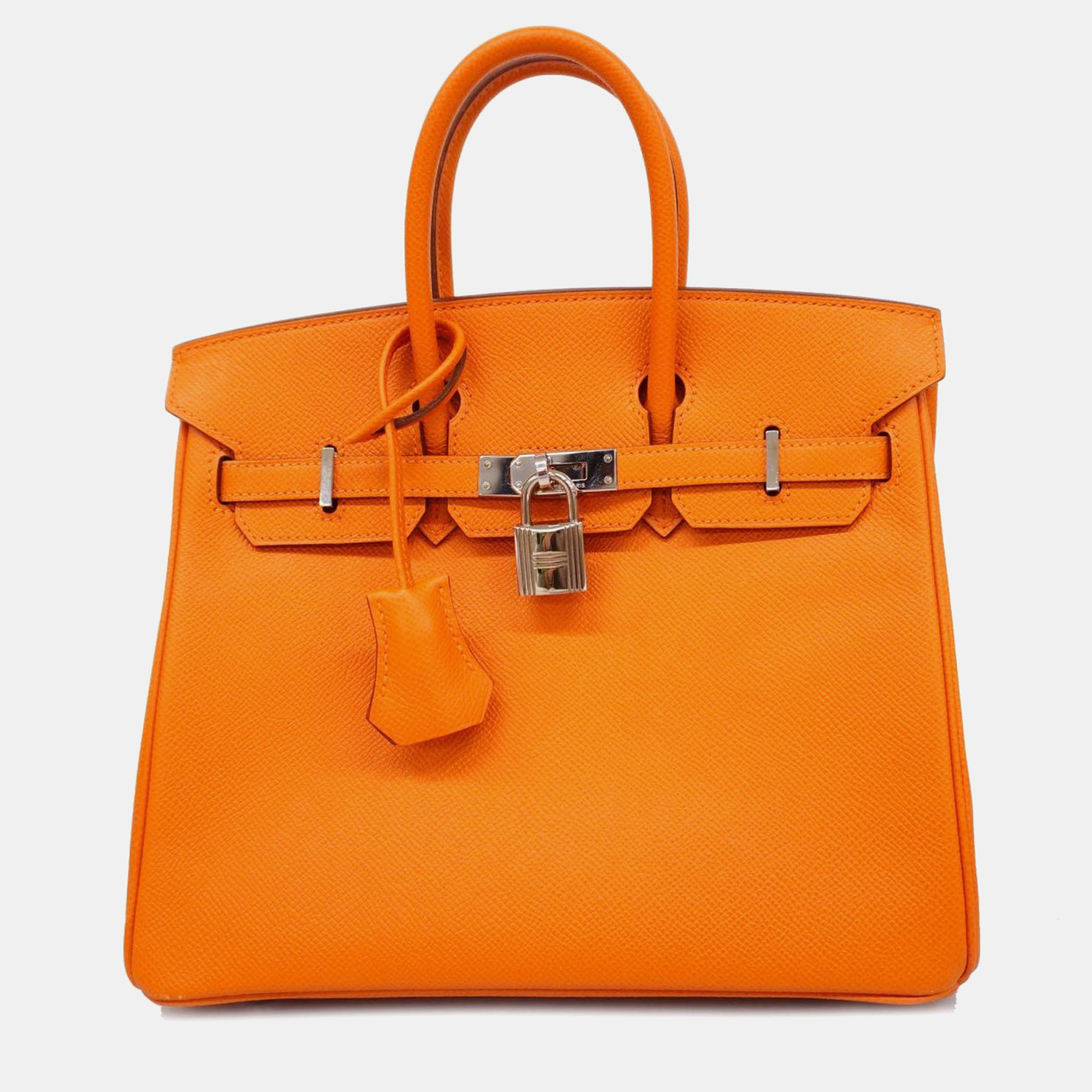 Pre-owned Hermes Orange Vaux Epsom Birkin Stamp Handbag