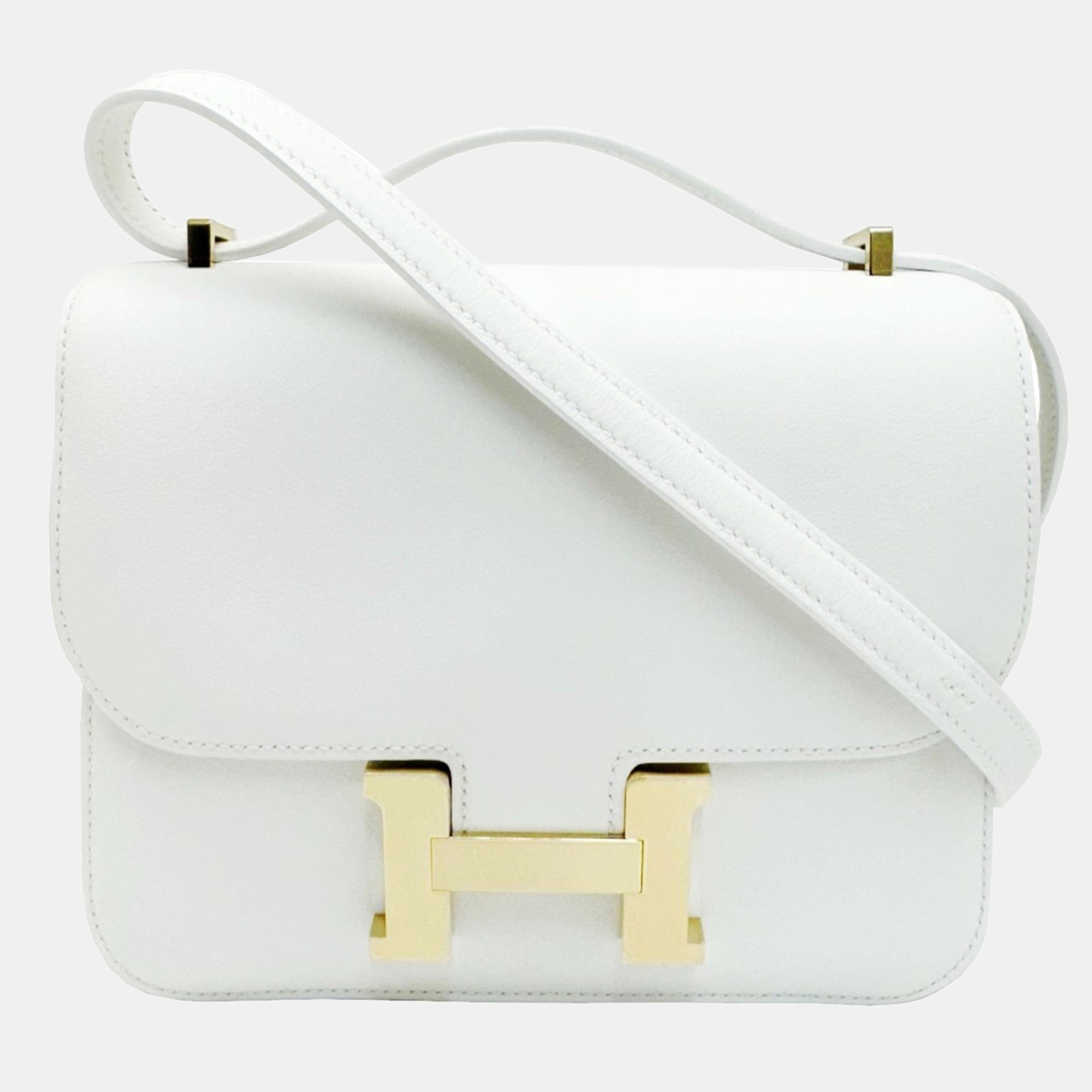 

Hermes White Evercolor Pink Constance Stamp Shoulder Bag