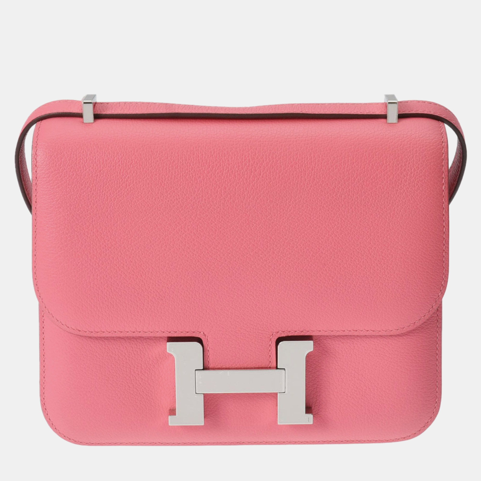 

Hermes Verso Rose Azalea/Rouge Ash Evercolor Constance Palladium Hardware Engraved Shoulder Bag, Pink