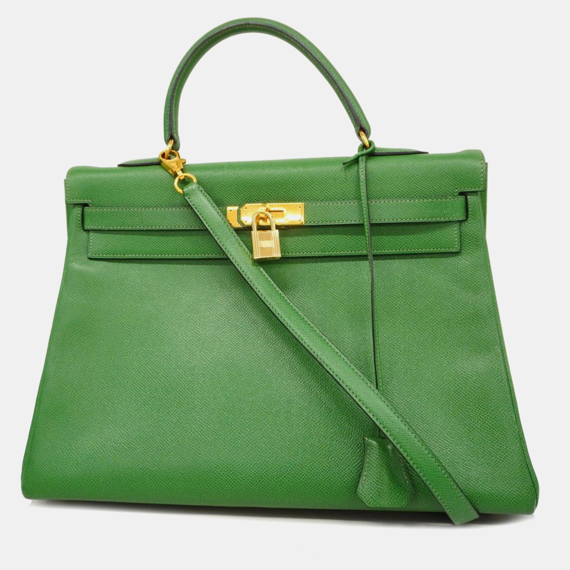 

Hermes Green Couchevel Kelly Engraved Handbag