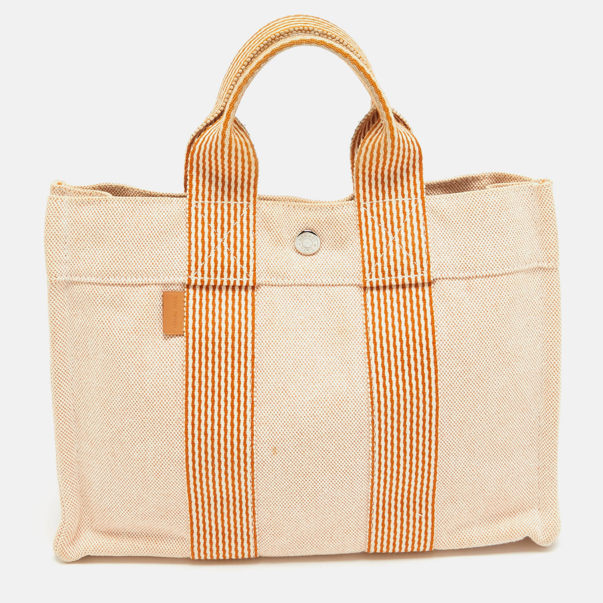 Pre-owned Hermes Peach Canvas Fourre Tout Pm Bag In Orange